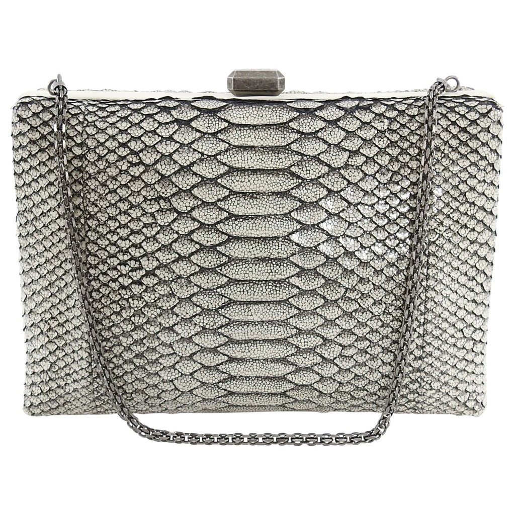 Chanel 2016 Fall Runway Limited Edition Python Kiss Lock Box Bag