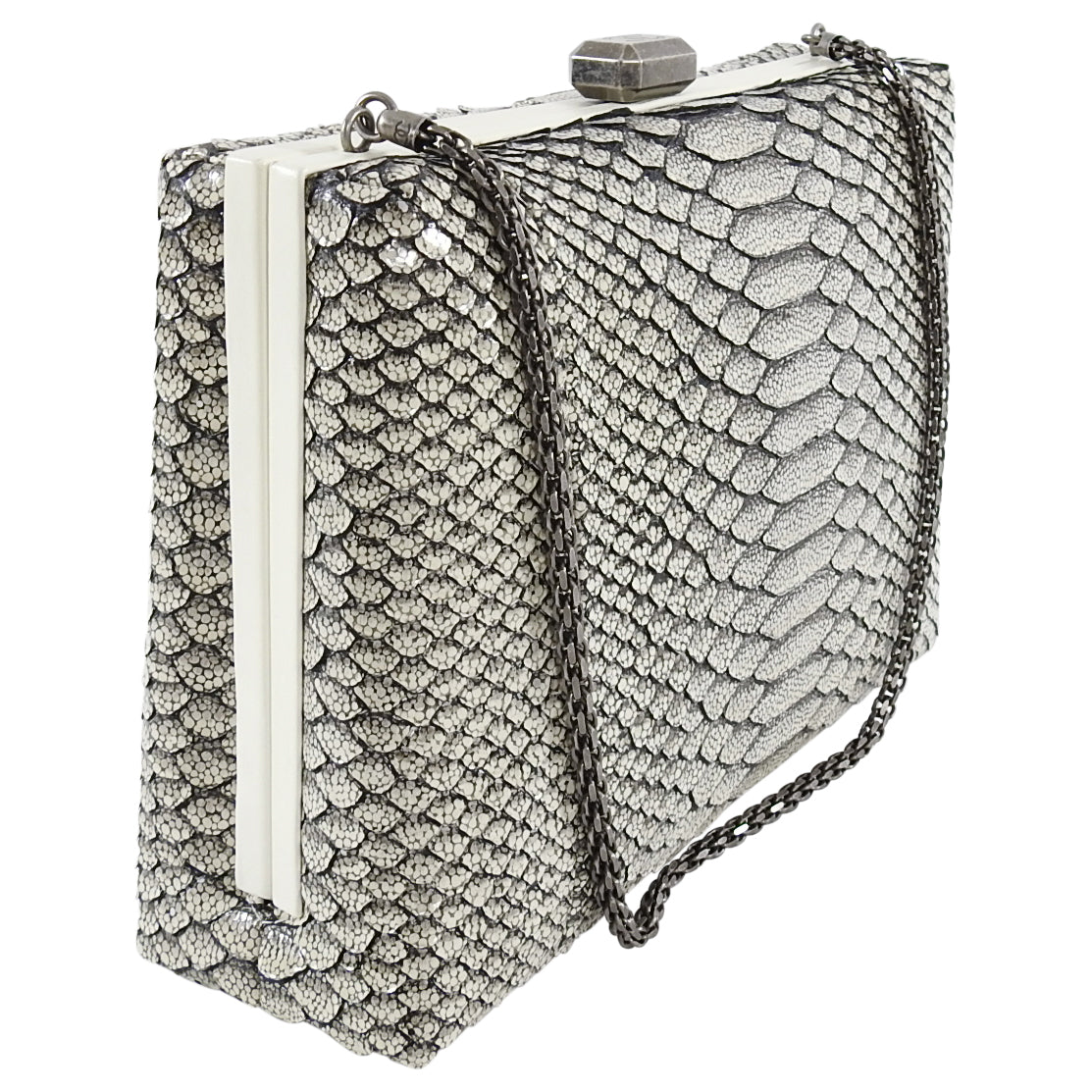 Chanel 2016 Fall Runway Limited Edition Python Kiss Lock Box Bag