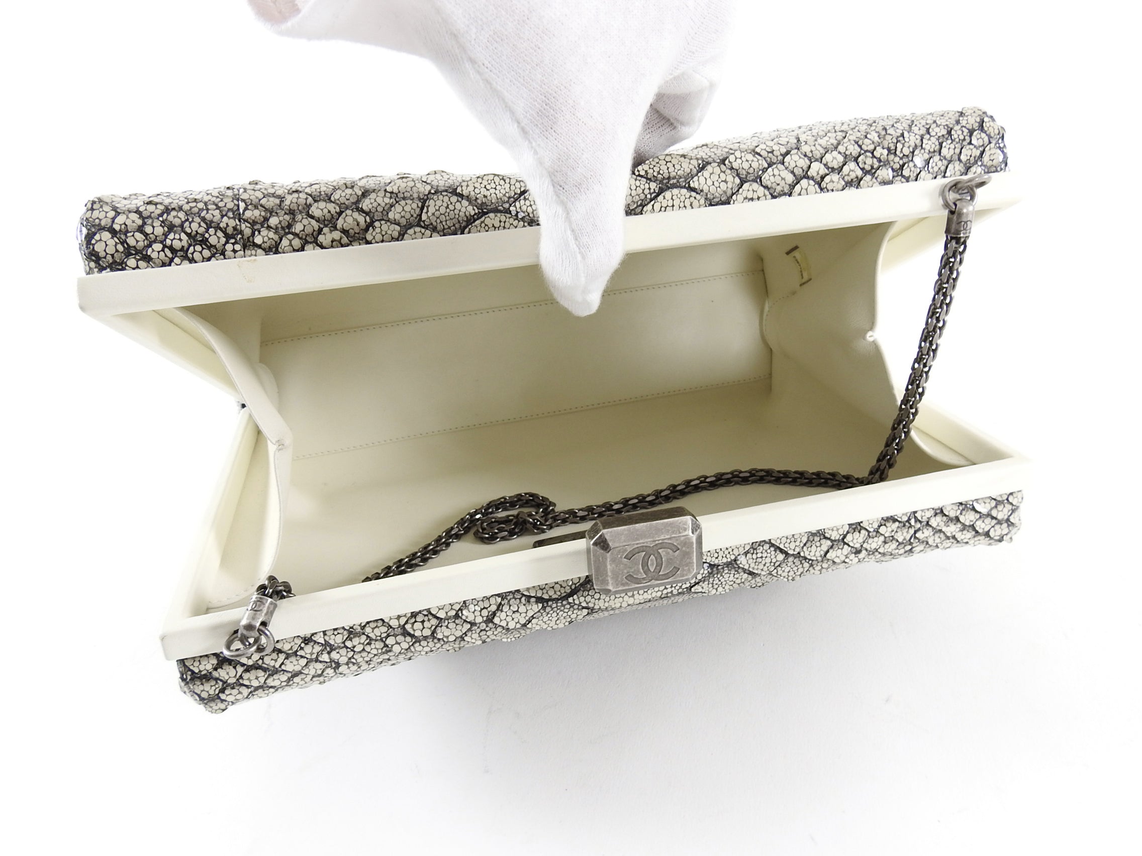 Chanel 2016 Fall Runway Limited Edition Python Kiss Lock Box Bag