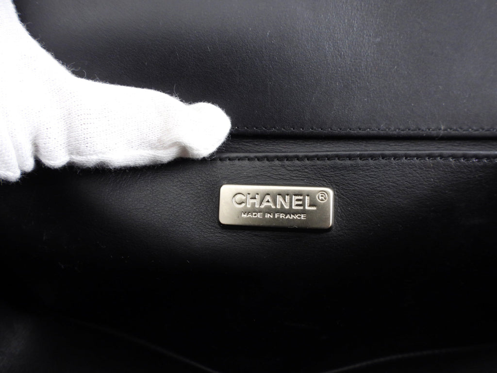 Chanel Black Leather and Exotic Python Medium Boy Bag