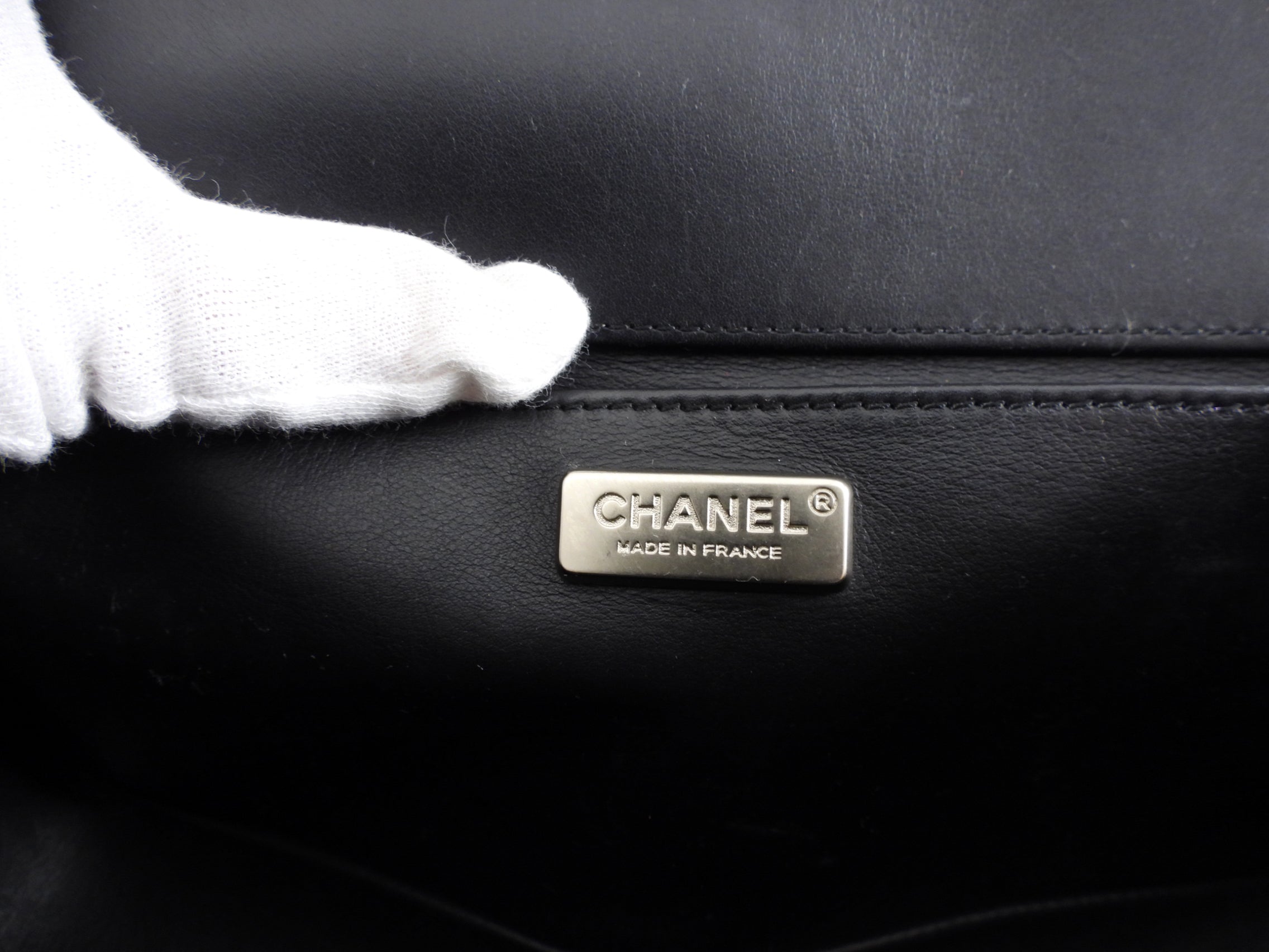 Chanel Black Leather and Exotic Python Medium Boy Bag