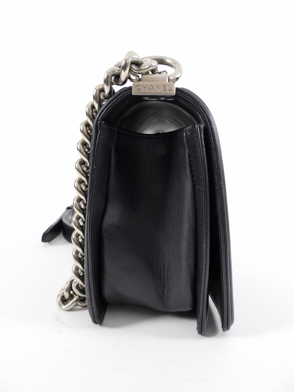 Chanel Black Leather and Exotic Python Medium Boy Bag