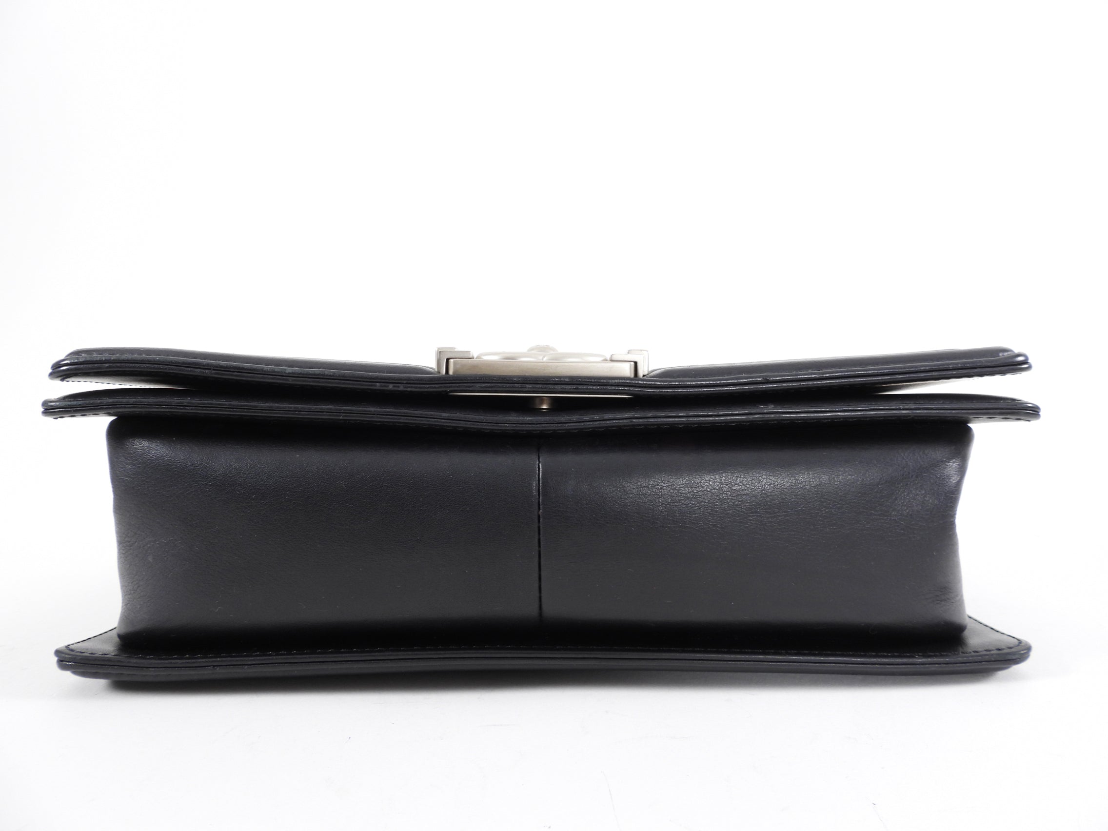 Chanel Black Leather and Exotic Python Medium Boy Bag