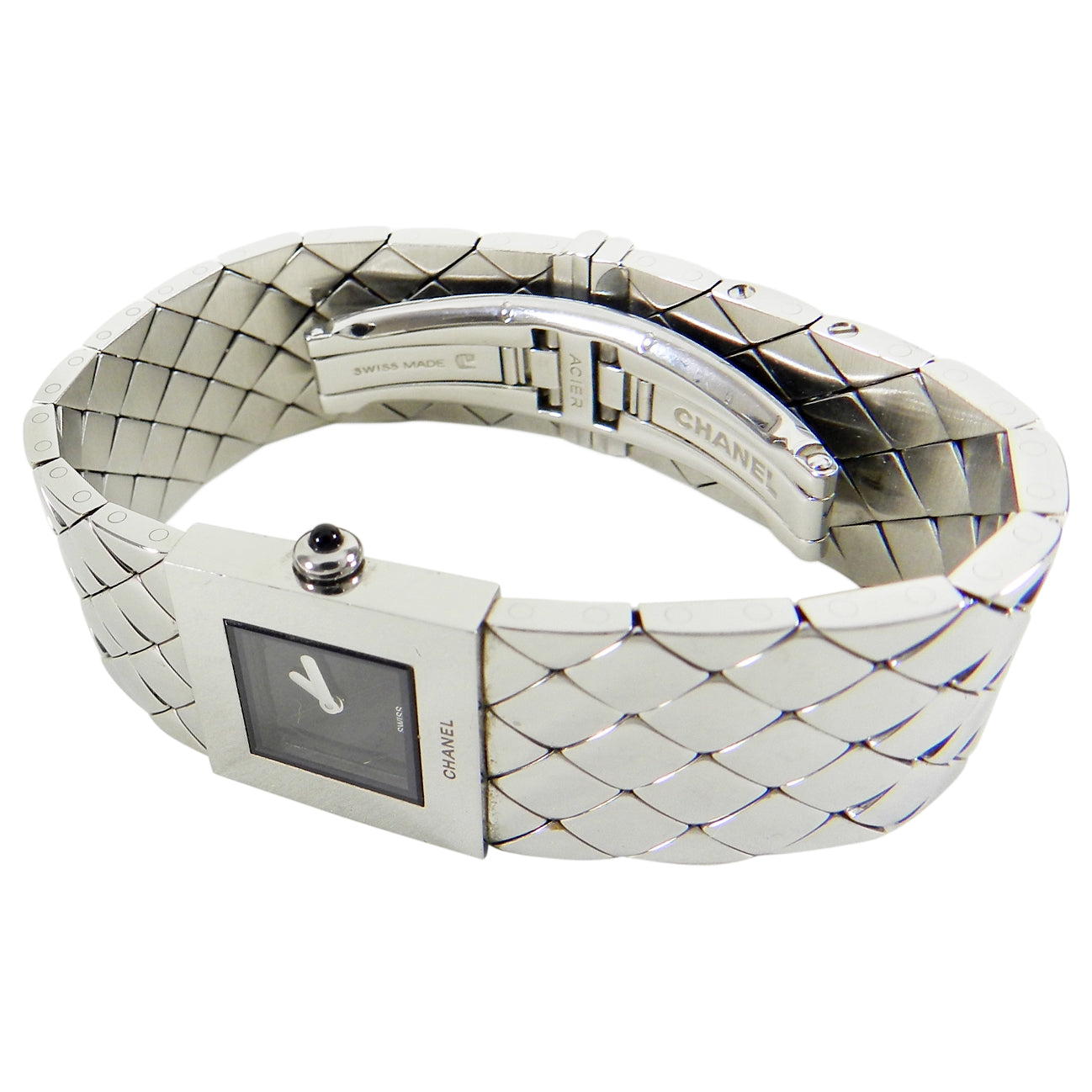 Chanel Vintage 1993 Silver Matelasse Quilt Acier Ladies Wrist Watch