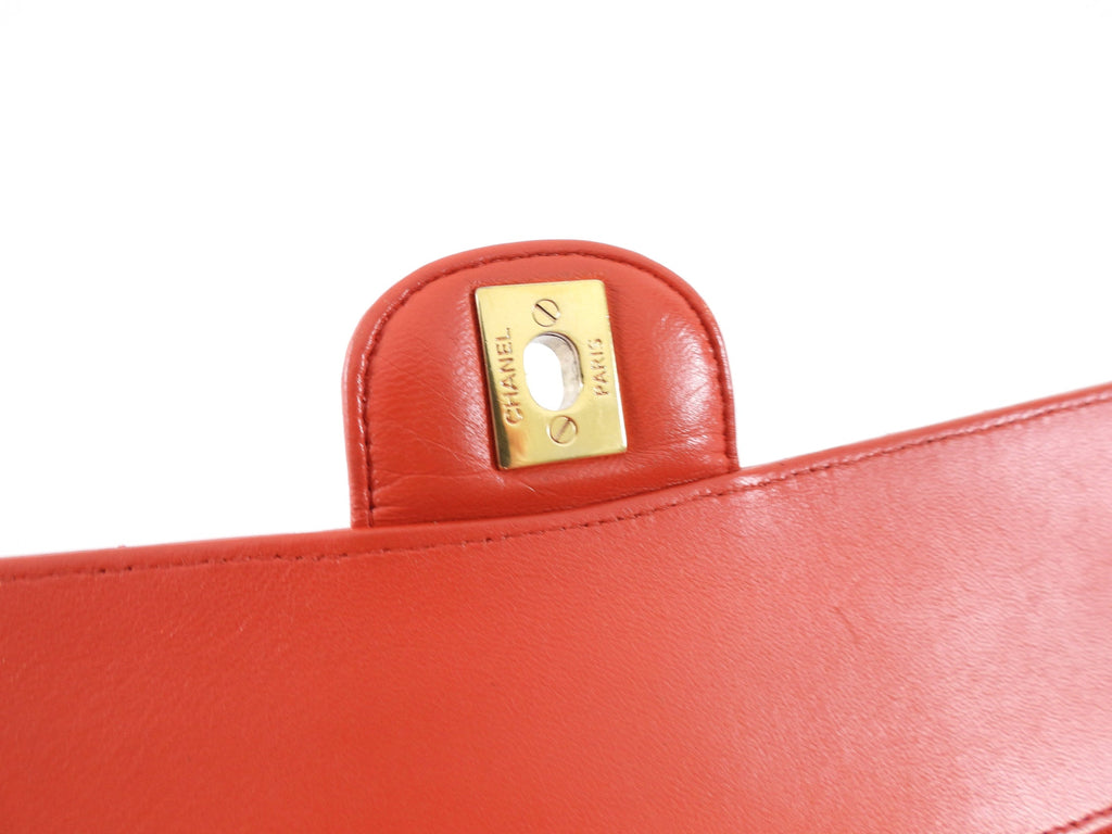 Chanel Red Chevron Quilted Leather Medium Double Classic Flap Bag