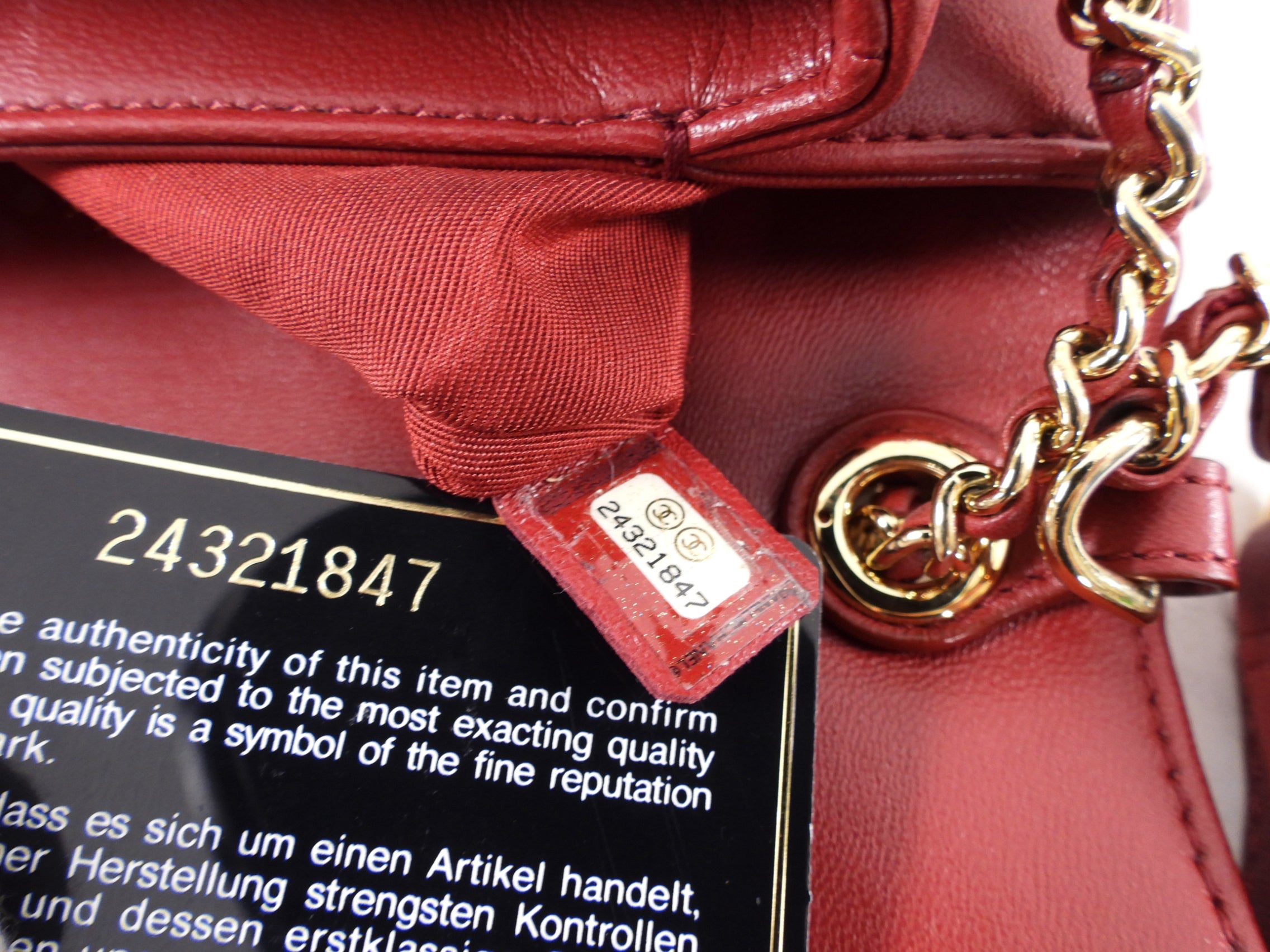 Chanel Red Leather Chain Around Two-Way Flap Bag