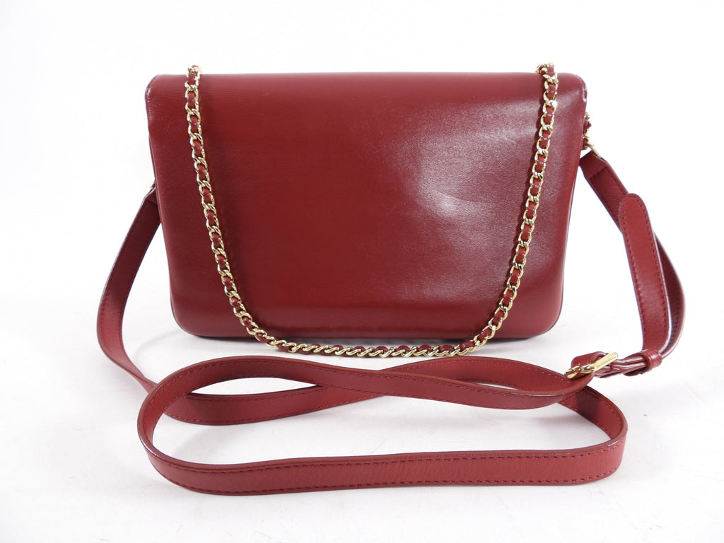 Chanel Red Leather Chain Around Two-Way Flap Bag