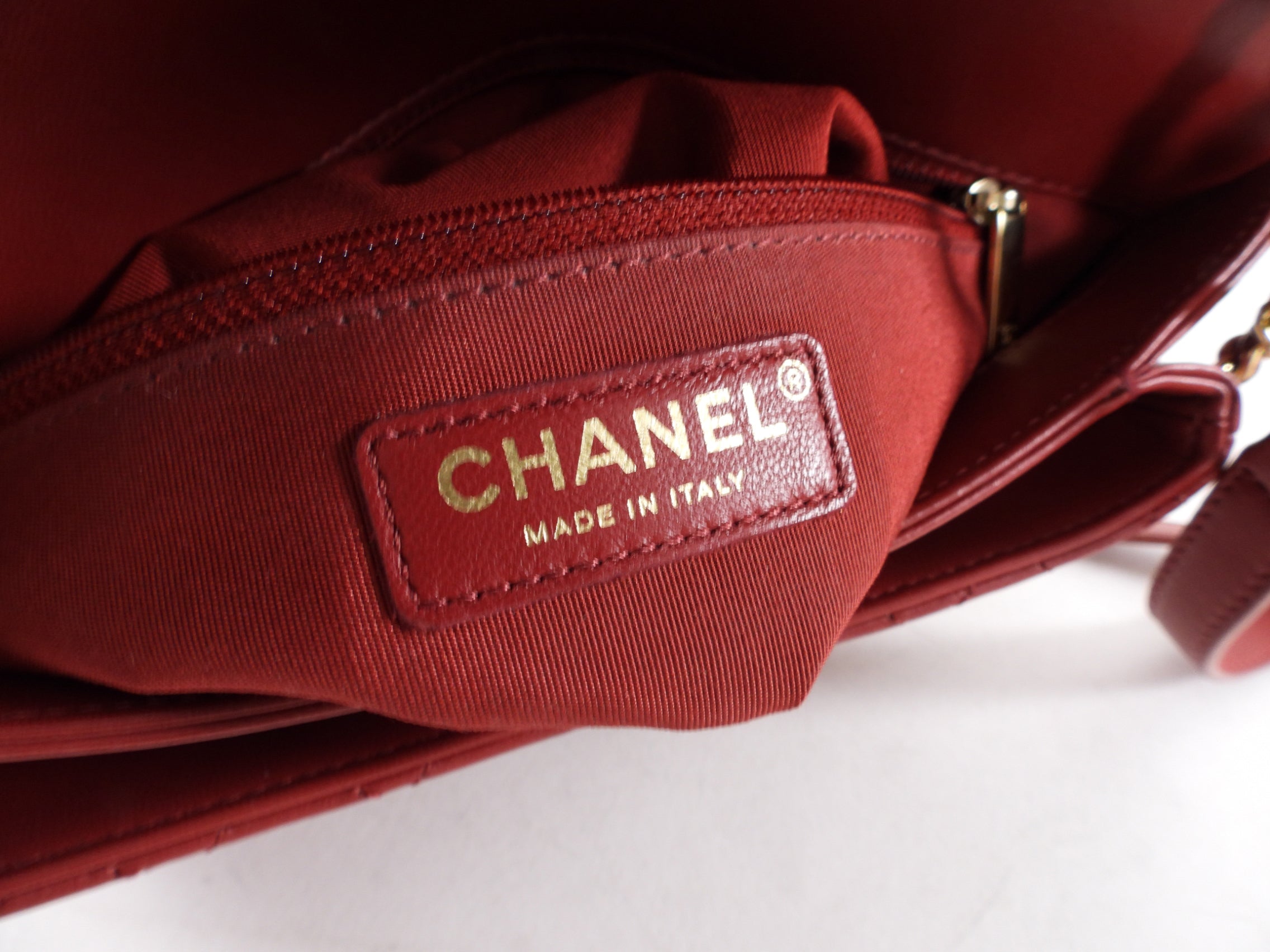 Chanel Red Leather Chain Around Two-Way Flap Bag