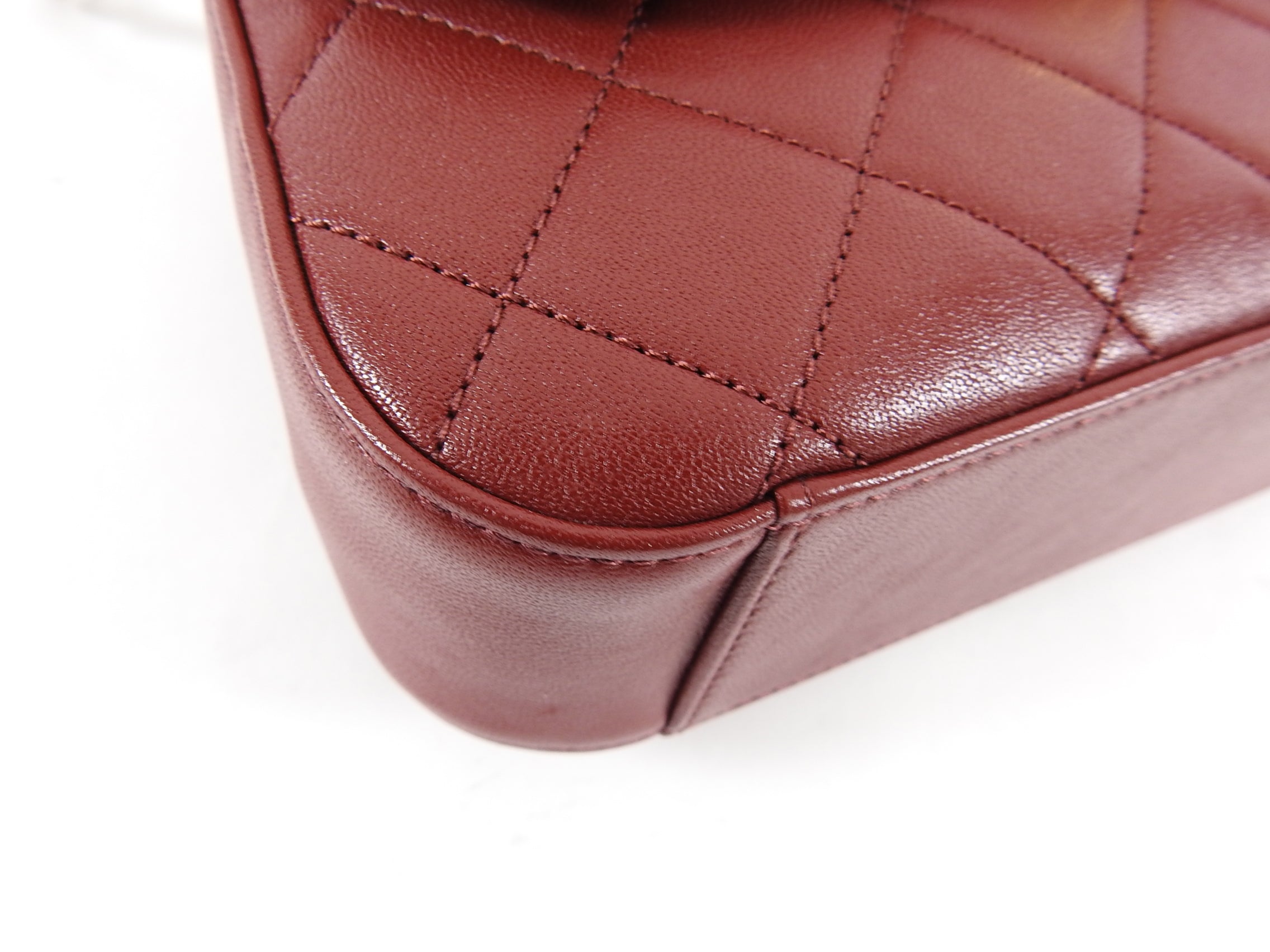 Chanel 19B Burgundy Red Quilted Top Handle Flap Bag