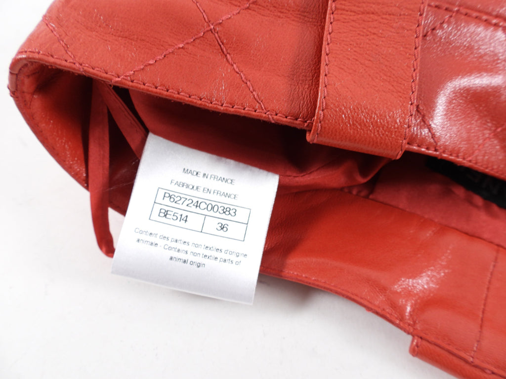 Chanel Red Lambskin Leather High Waist Slim Jeans / Pants - FR36 (XS)