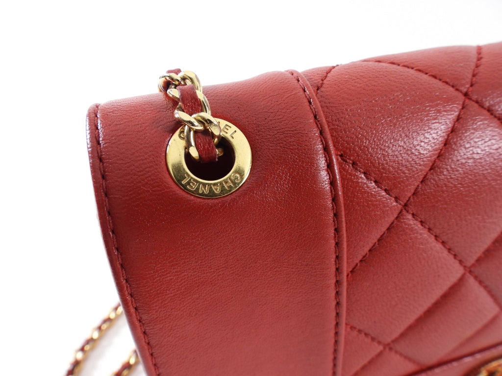 Chanel Red Leather Quilted Mademoiselle Medium Flap Bag GHW