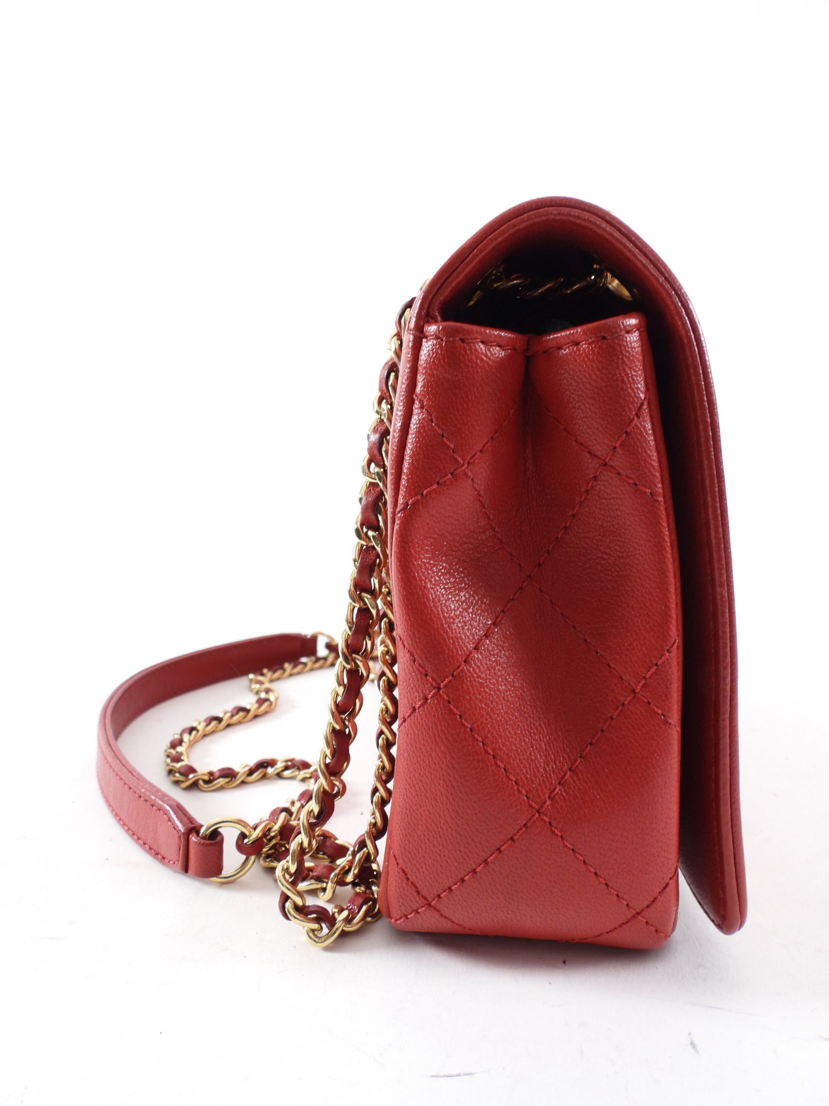 Chanel Red Leather Quilted Mademoiselle Medium Flap Bag GHW