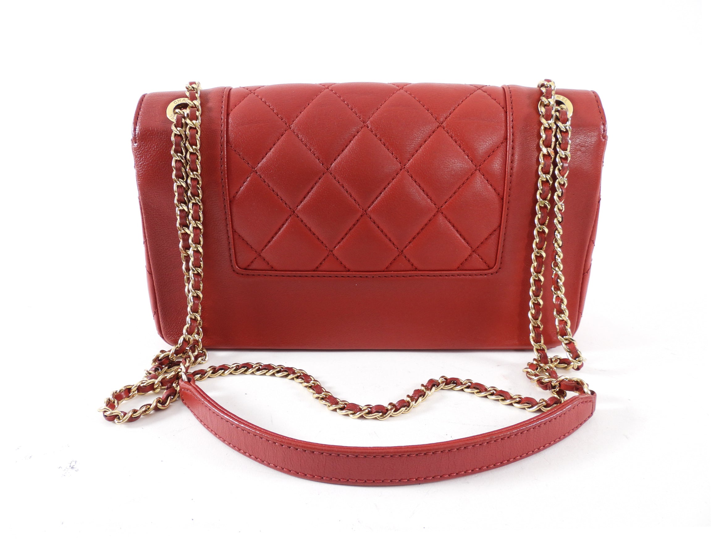Chanel Red Leather Quilted Mademoiselle Medium Flap Bag GHW