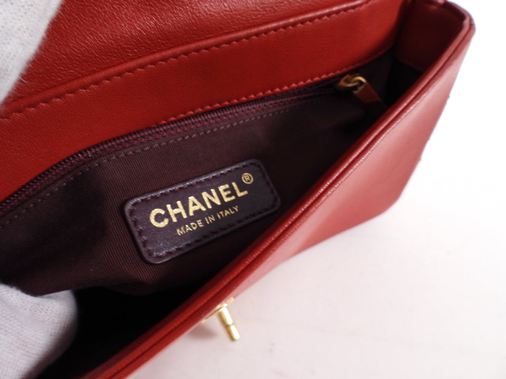 Chanel Red Leather Quilted Mademoiselle Medium Flap Bag GHW
