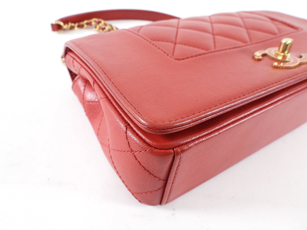 Chanel Red Leather Quilted Mademoiselle Medium Flap Bag GHW
