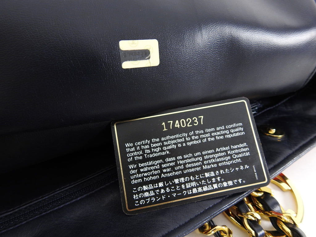 Chanel Vintage 1989 Red Canvas and Navy Leather Large Tote Bag