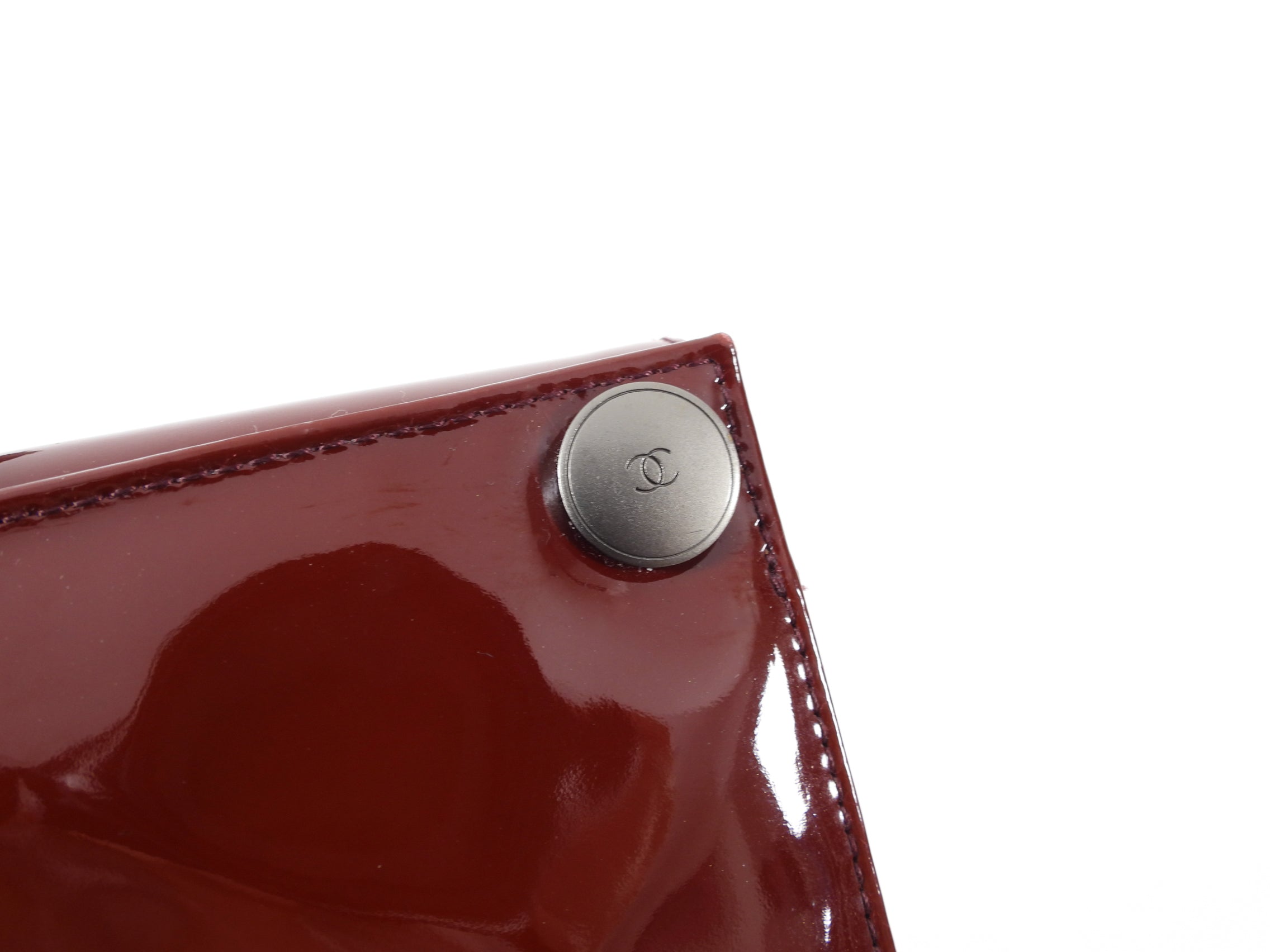 Chanel Vintage 1999 Burgundy Patent Leather Choco Bar Bag