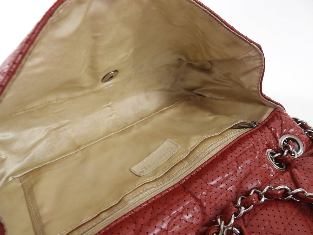 Chanel Vintage 2006 Red Perforated Leather Medium Flap Bag