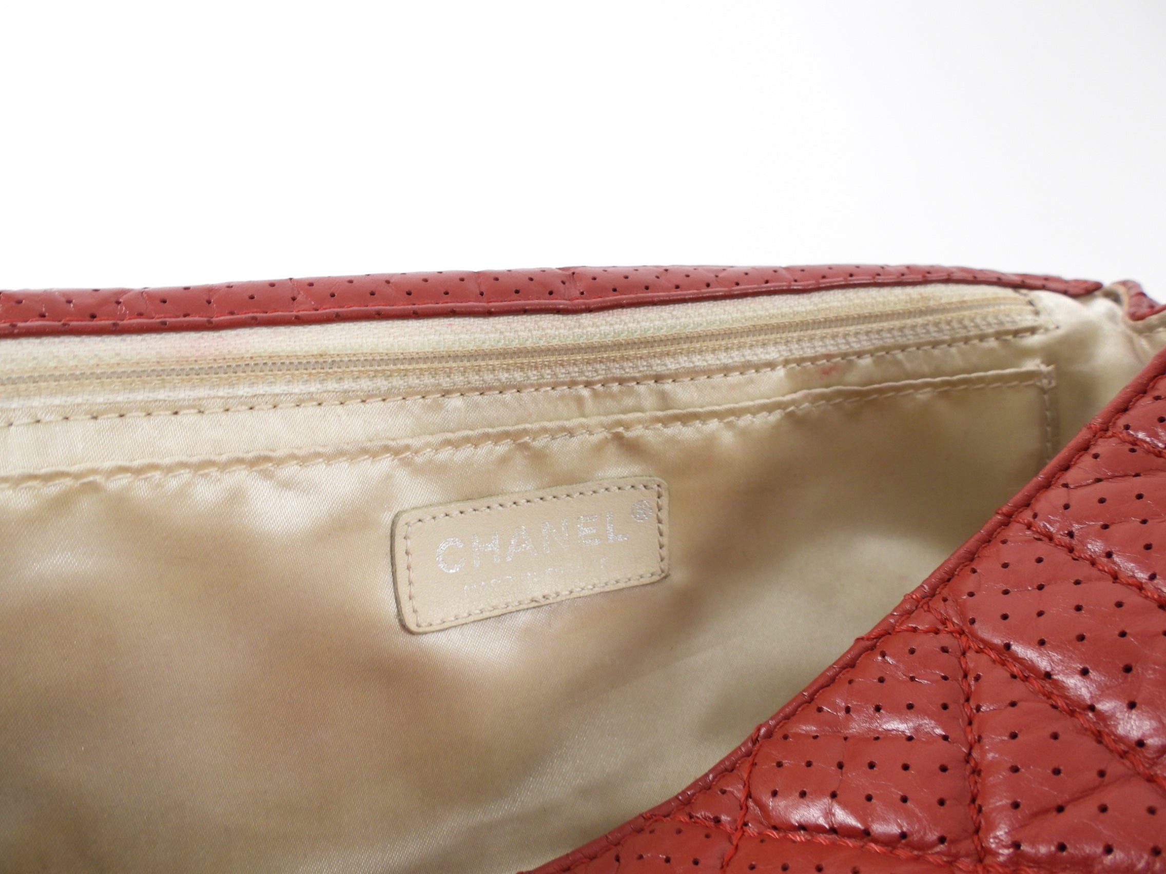 Chanel Vintage 2006 Red Perforated Leather Medium Flap Bag