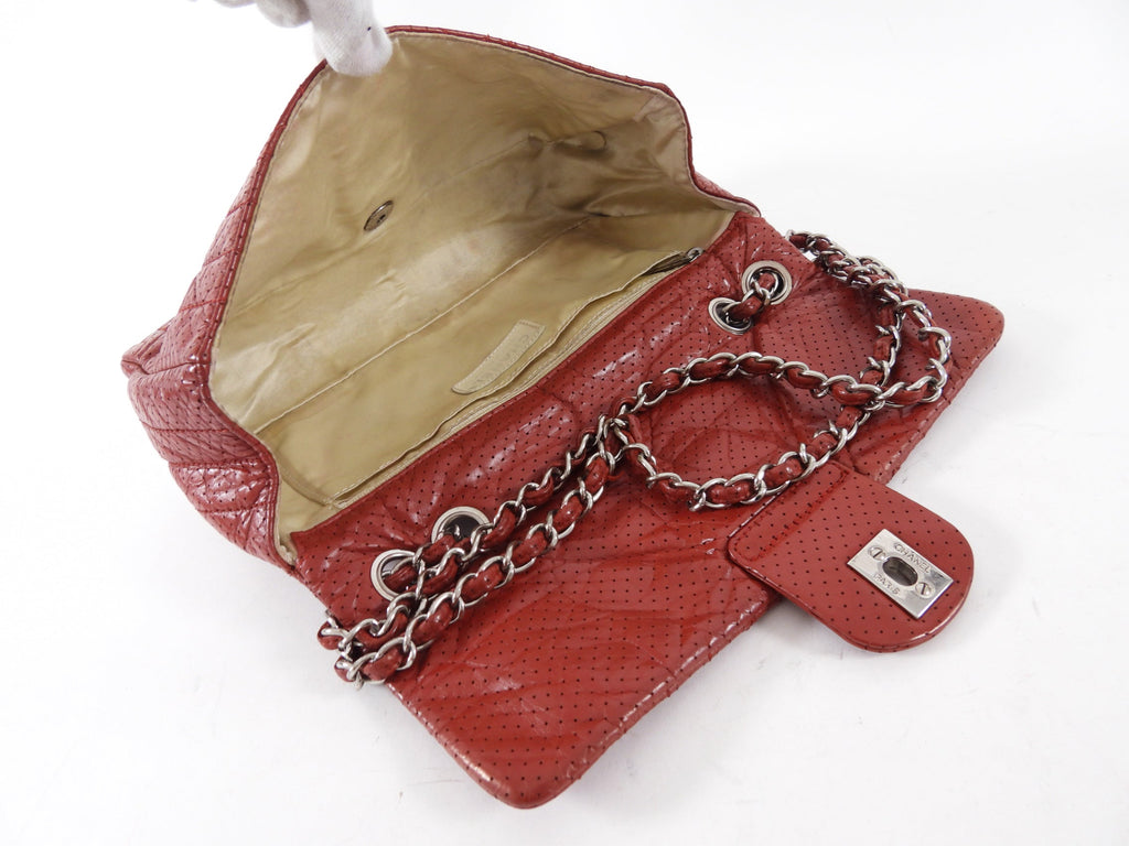 Chanel Vintage 2006 Red Perforated Leather Medium Flap Bag
