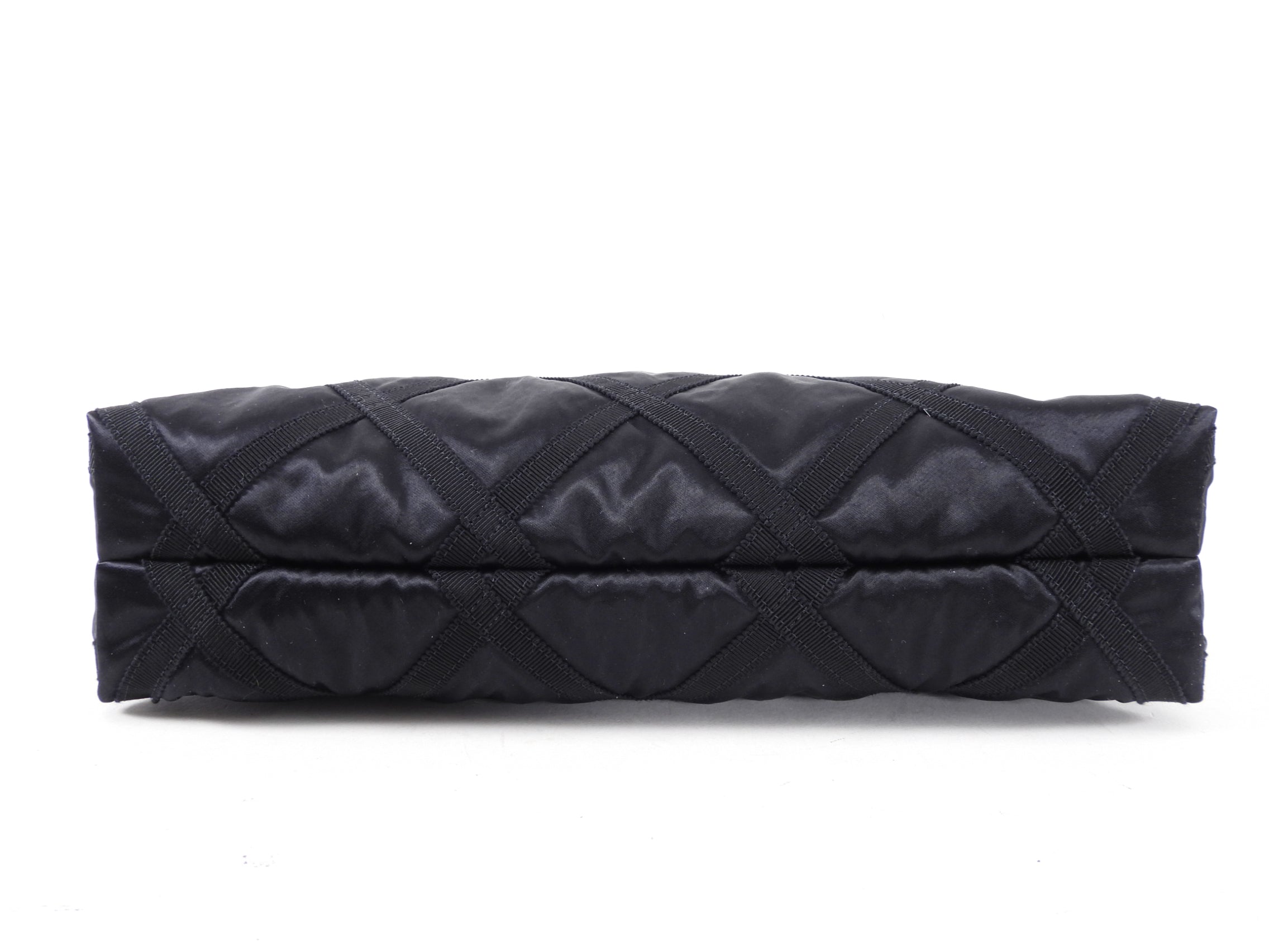 Chanel 2022 Black Satin Ribbon Clutch / Tote Bag