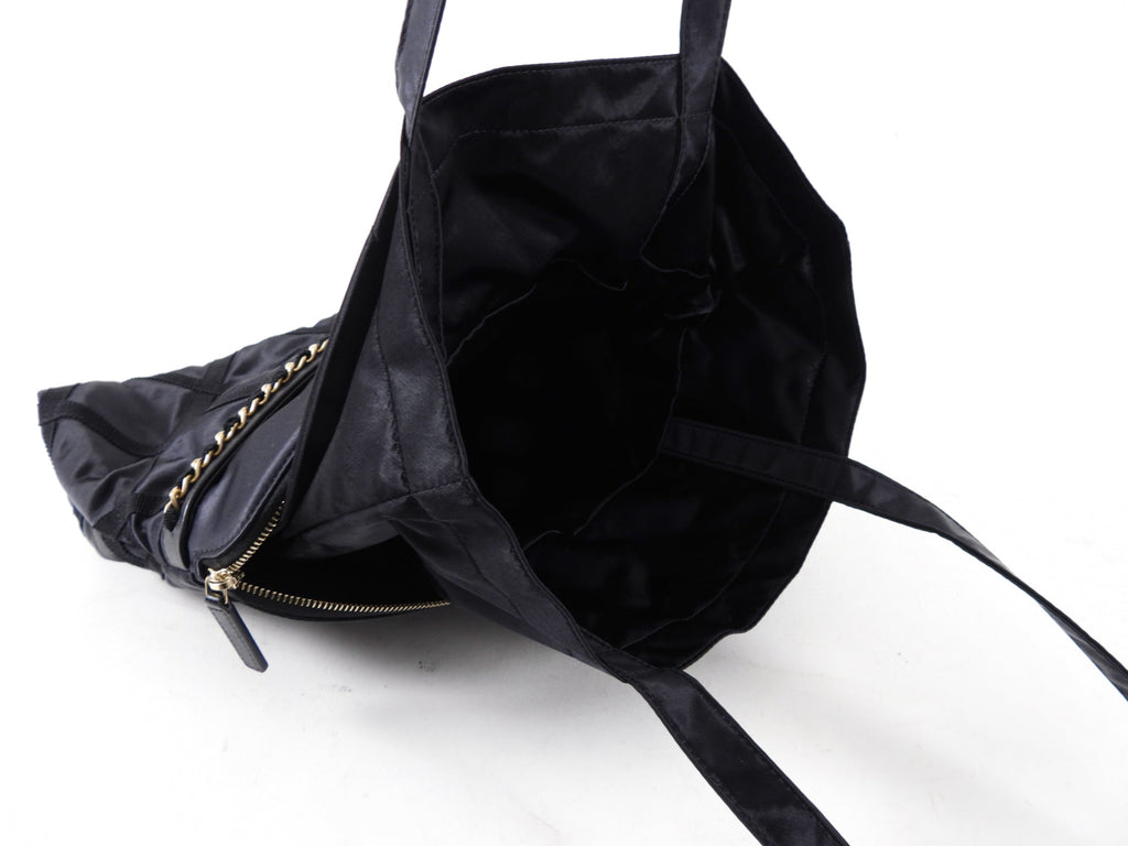 Chanel 2022 Black Satin Ribbon Clutch / Tote Bag