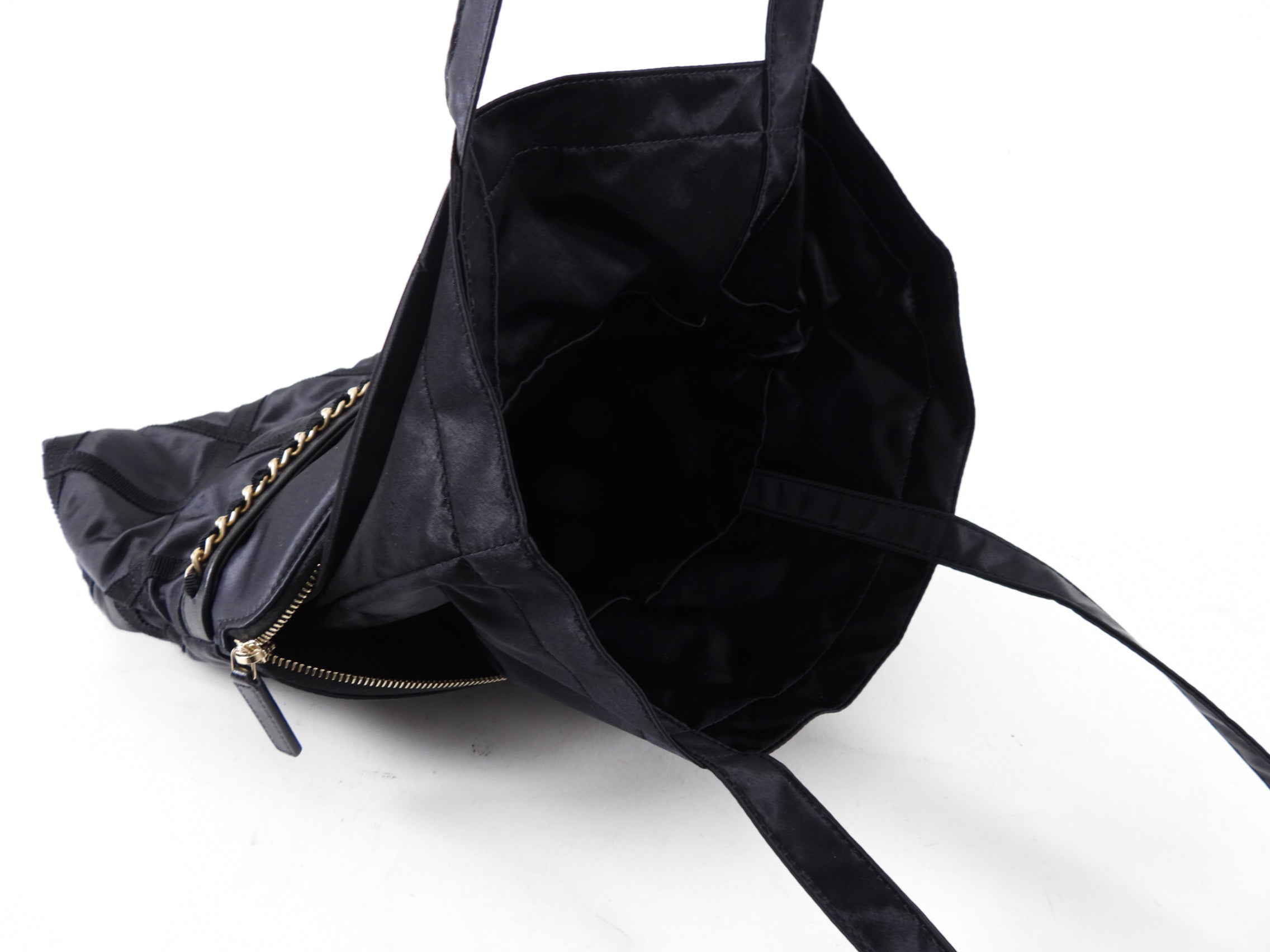 Chanel 2022 Black Satin Ribbon Clutch / Tote Bag