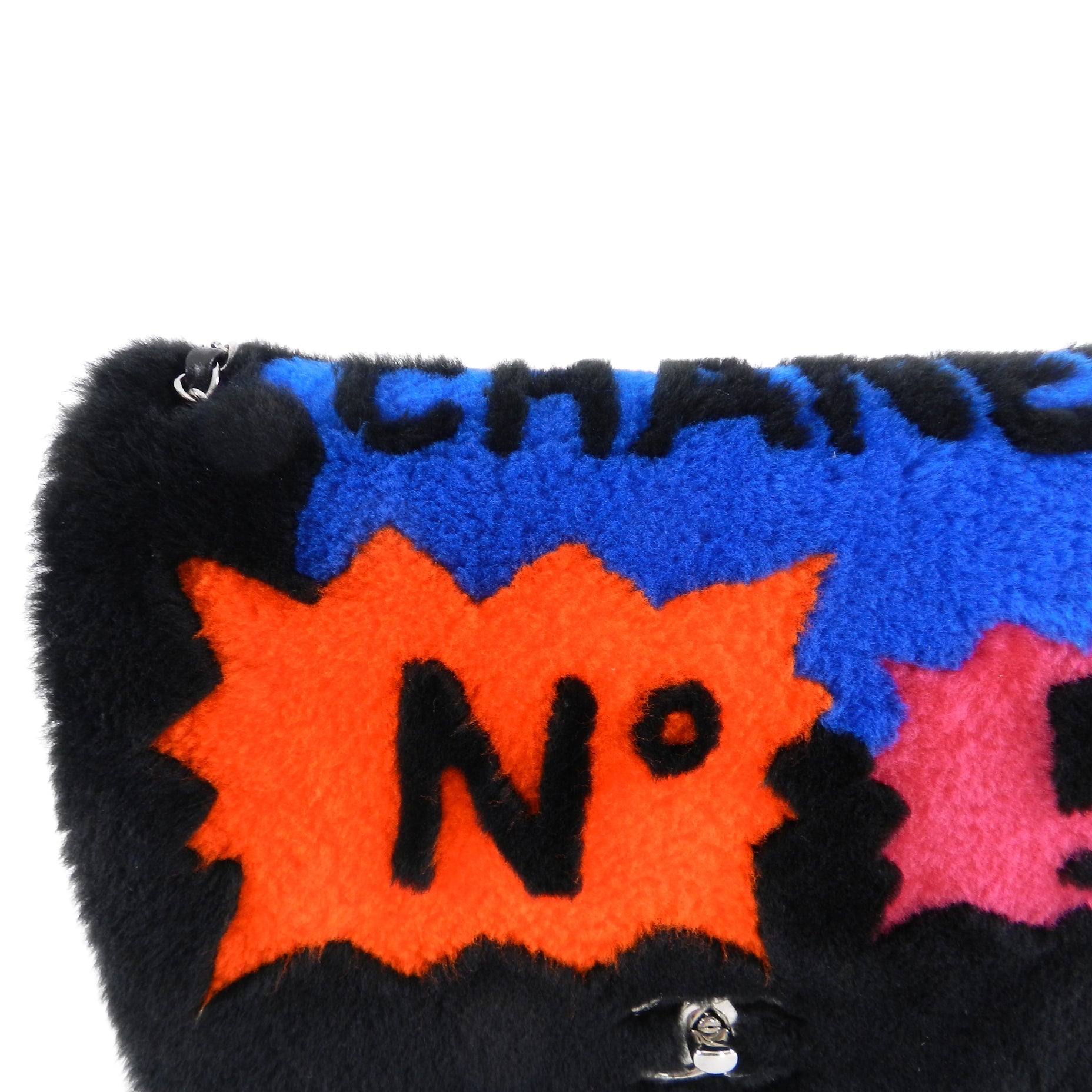 Chanel 14A Patchwork No. 5 Caption Comic Shearling jumbo flap bag
