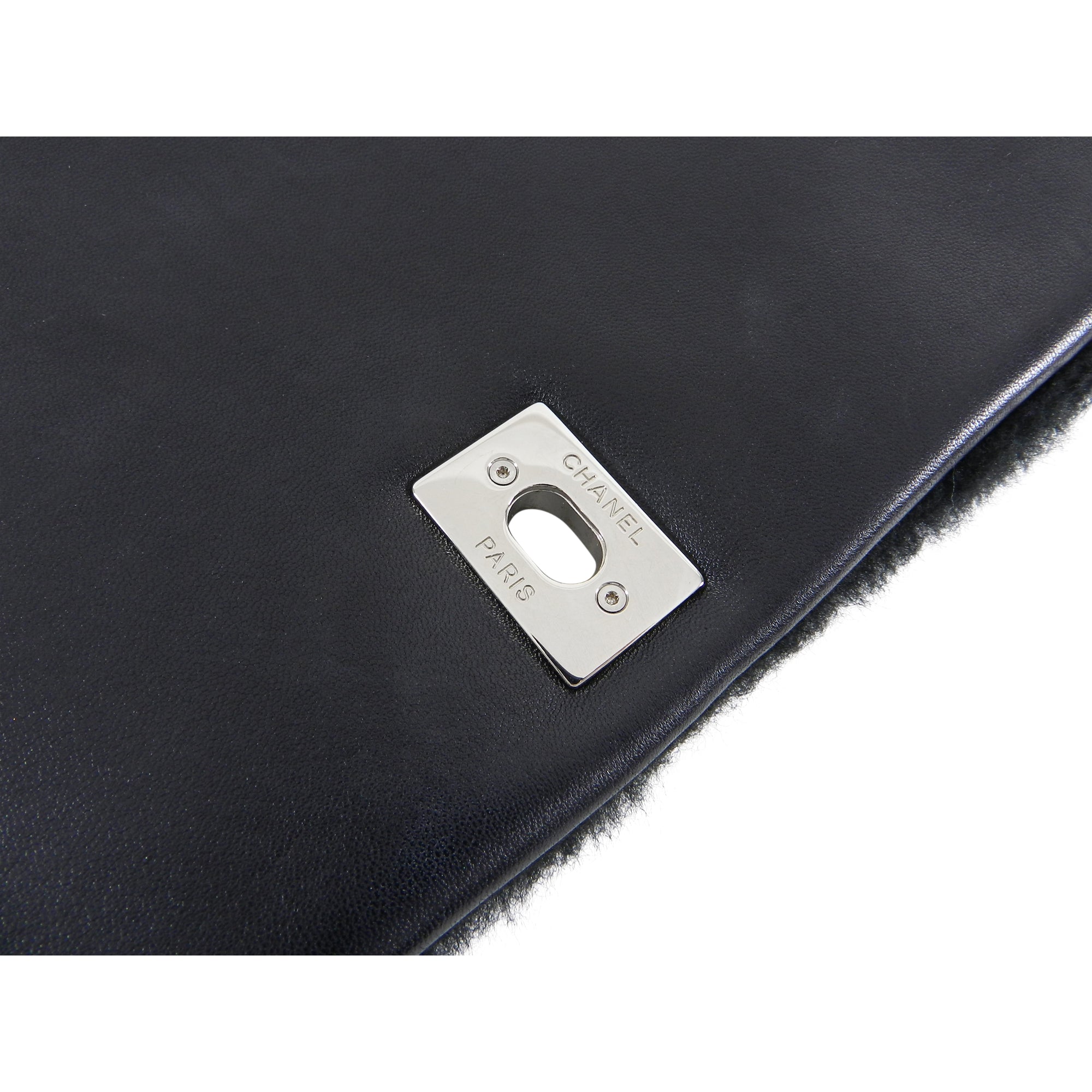 Chanel 14A Patchwork No. 5 Caption Comic Shearling jumbo flap bag