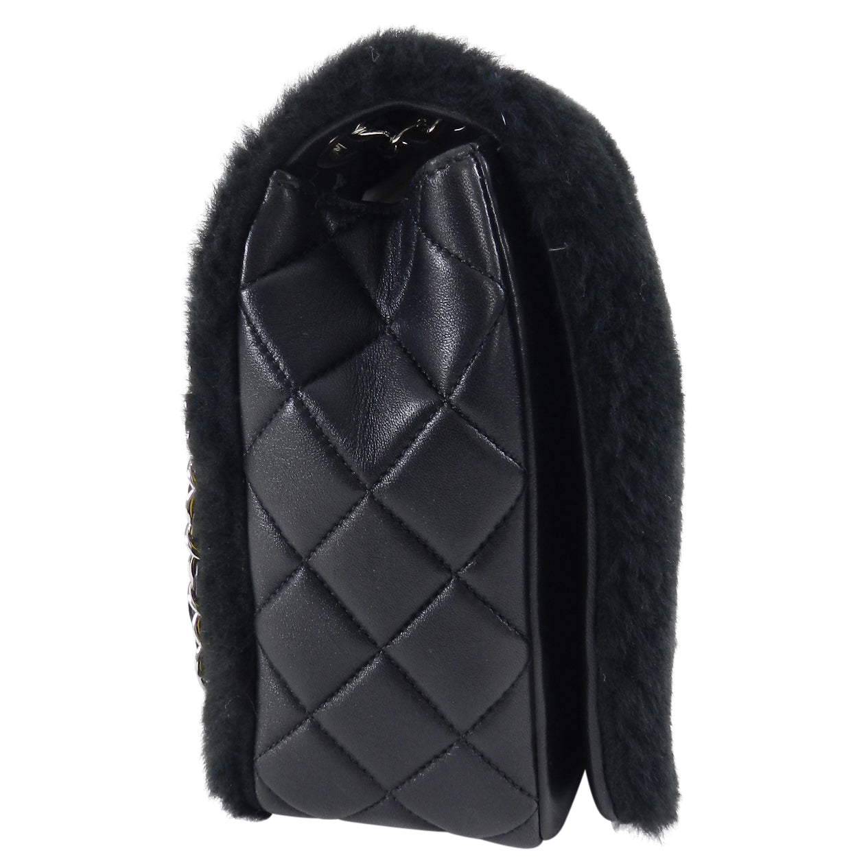 Chanel 14A Patchwork No. 5 Caption Comic Shearling jumbo flap bag