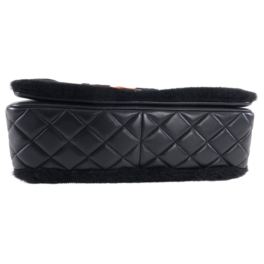 Chanel 14A Patchwork No. 5 Caption Comic Shearling jumbo flap bag