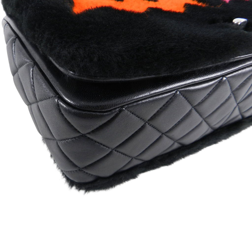 Chanel 14A Patchwork No. 5 Caption Comic Shearling jumbo flap bag