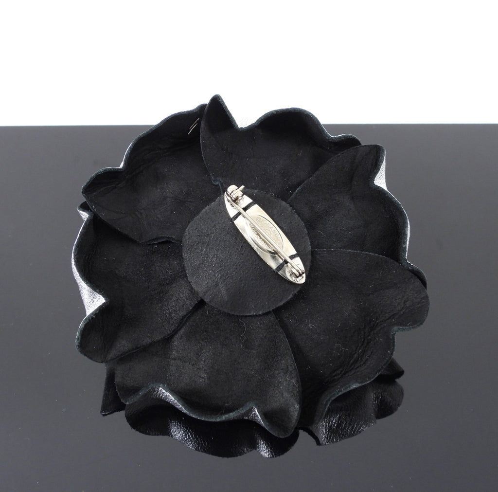 Chanel Silver Molded Camelia Flower Brooch / Pin