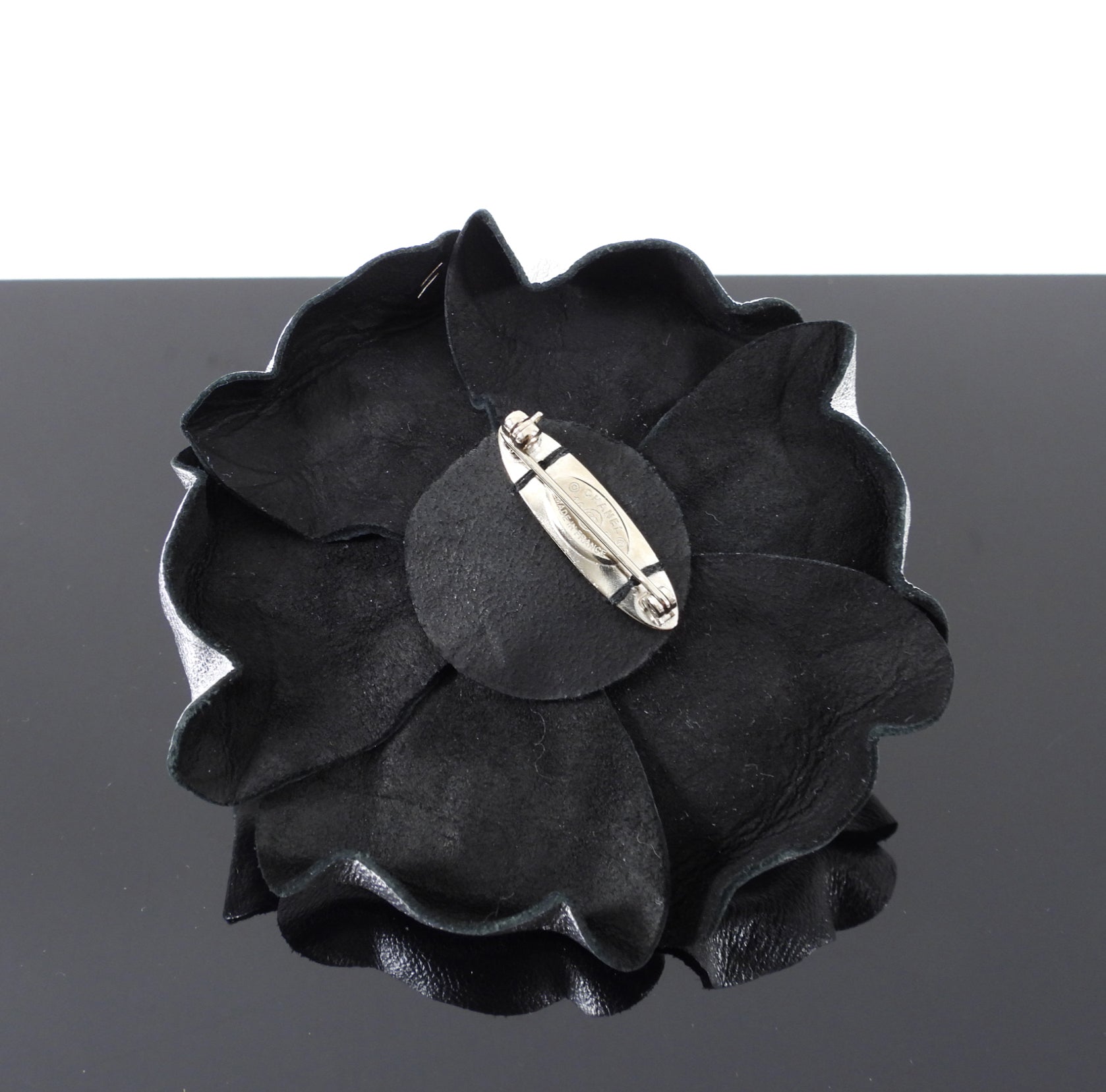 Chanel Silver Molded Camelia Flower Brooch / Pin