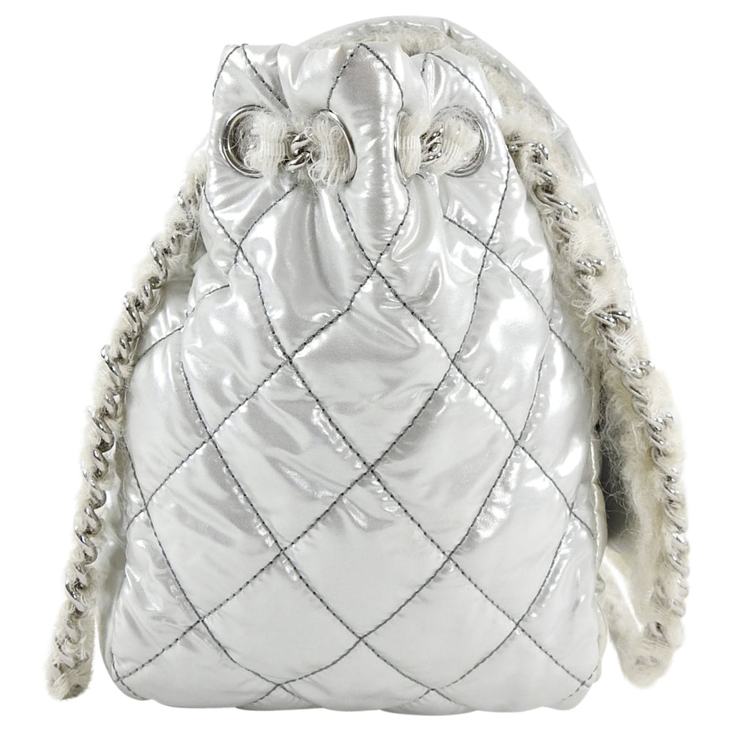 Chanel XL Silver Polar Flap CC Logo Flap Shoulder Bag