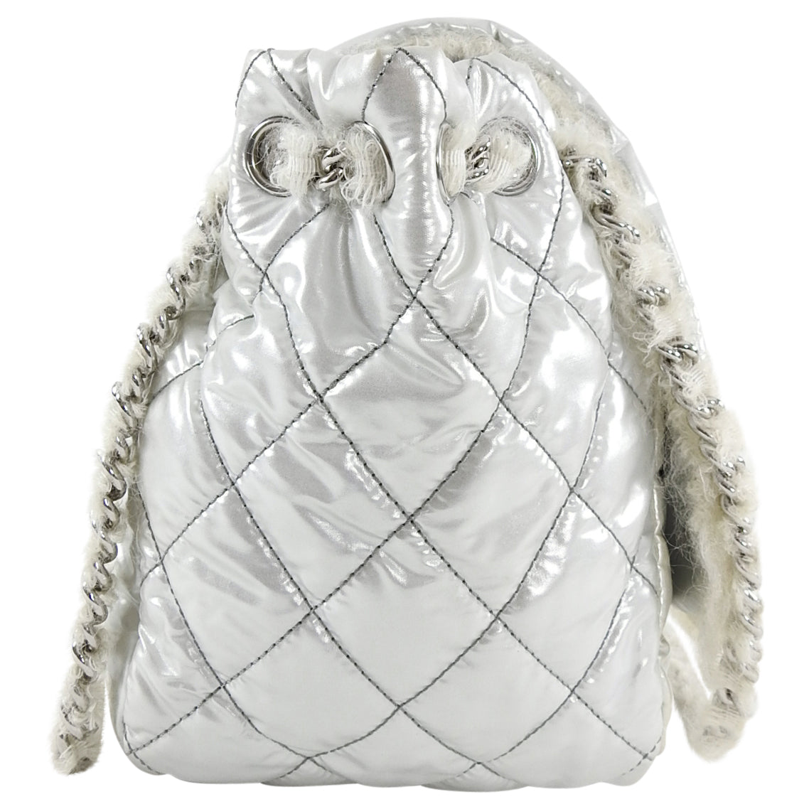 Chanel XL Silver Polar Flap CC Logo Flap Shoulder Bag