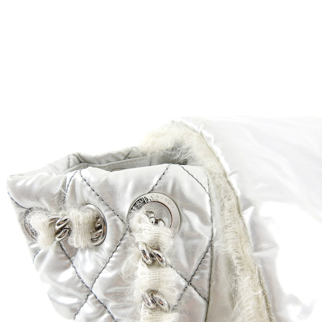 Chanel XL Silver Polar Flap CC Logo Flap Shoulder Bag