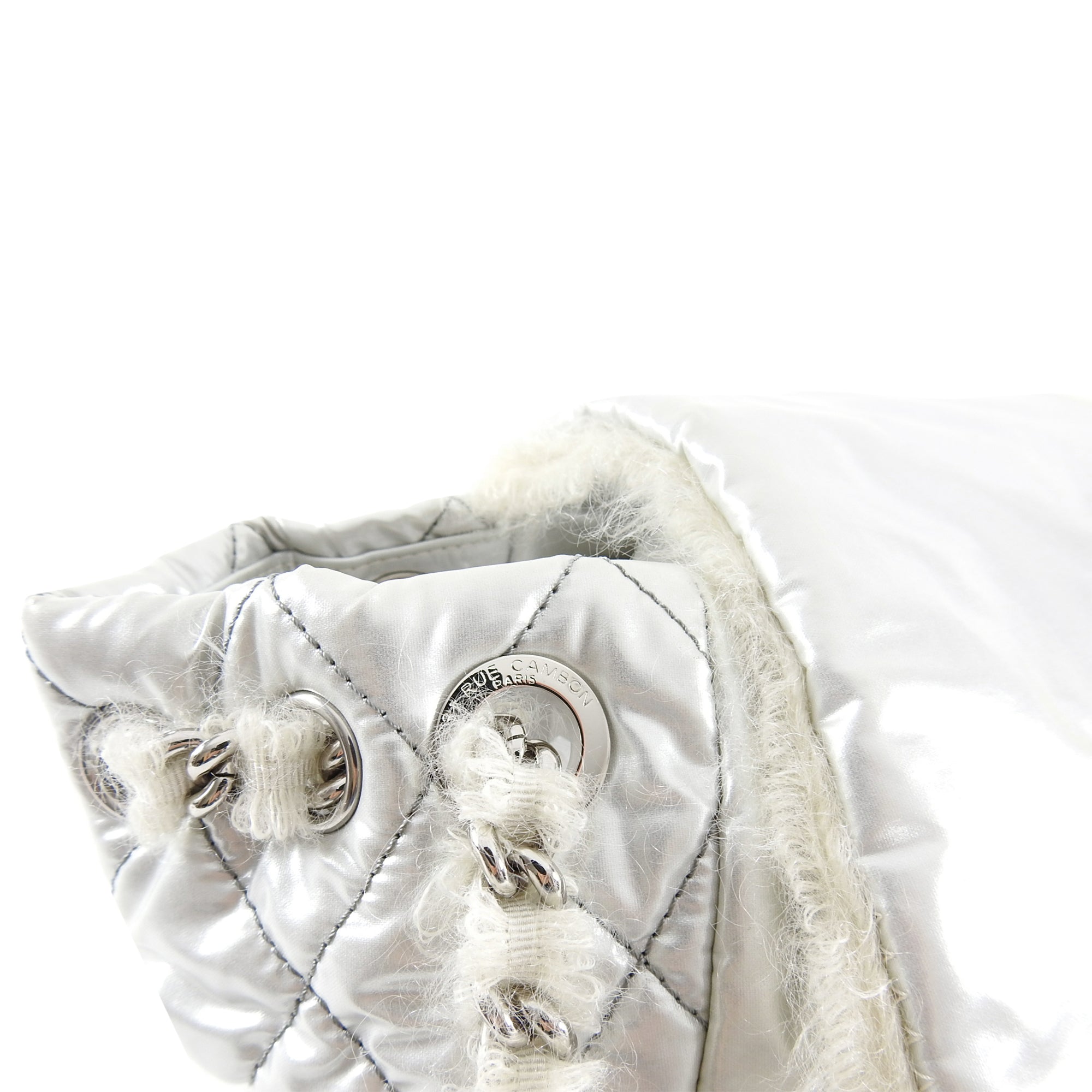 Chanel XL Silver Polar Flap CC Logo Flap Shoulder Bag