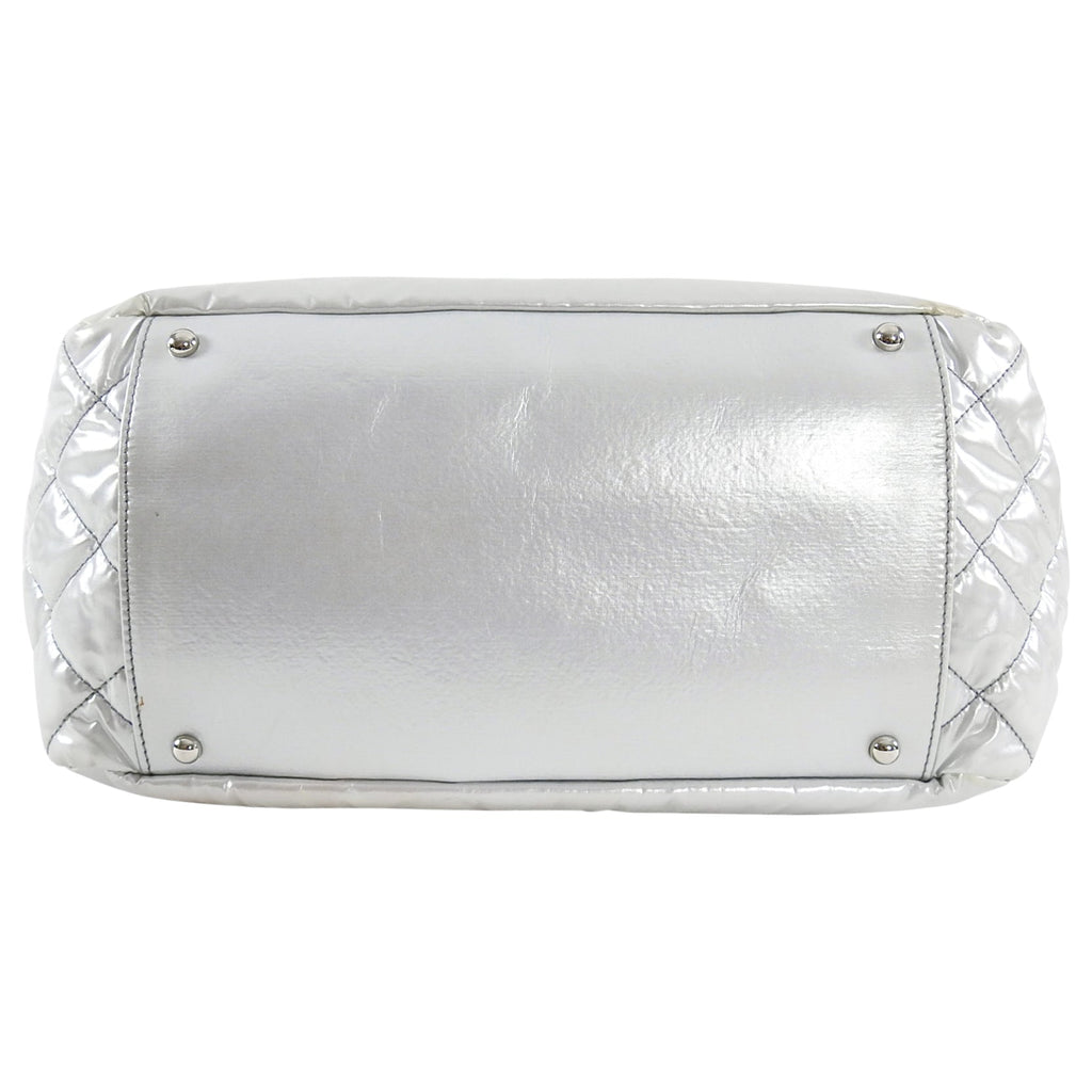 Chanel XL Silver Polar Flap CC Logo Flap Shoulder Bag