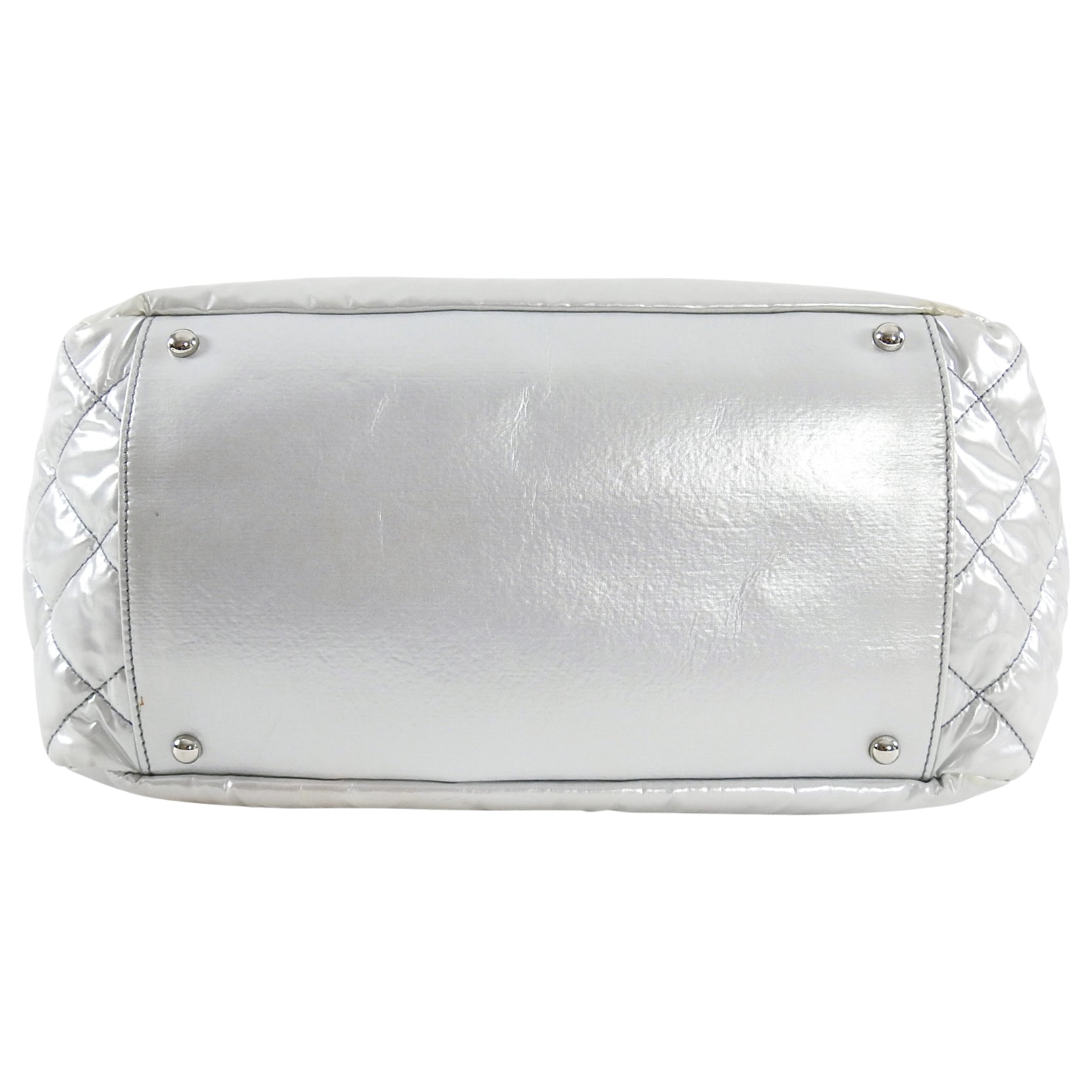 Chanel XL Silver Polar Flap CC Logo Flap Shoulder Bag
