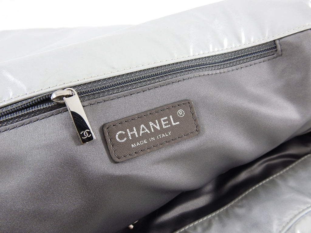 Chanel XL Silver Polar Flap CC Logo Flap Shoulder Bag