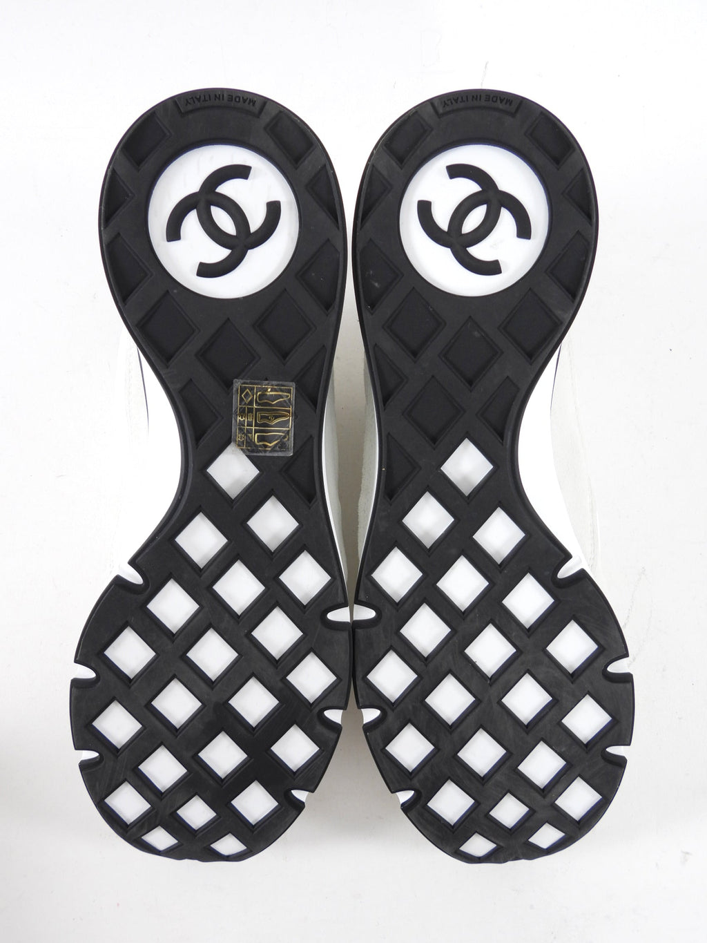 Chanel 24P White and Light Grey Nylon Suede Sneakers - 39.5