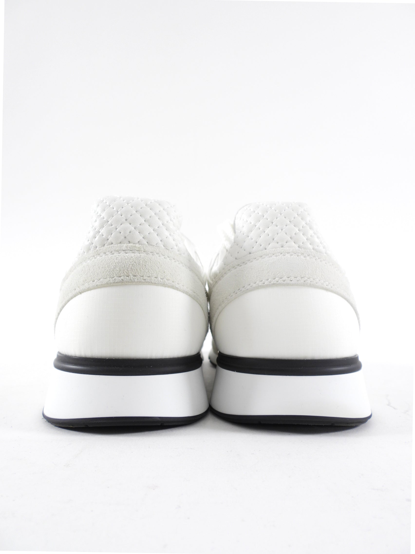 Chanel 24P White and Light Grey Nylon Suede Sneakers - 39.5
