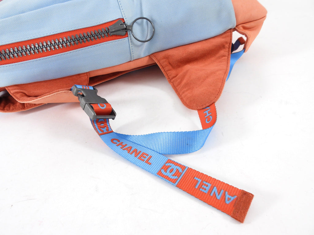 Chanel Sport Vintage 2002 Blue and Orange Canvas Backpack