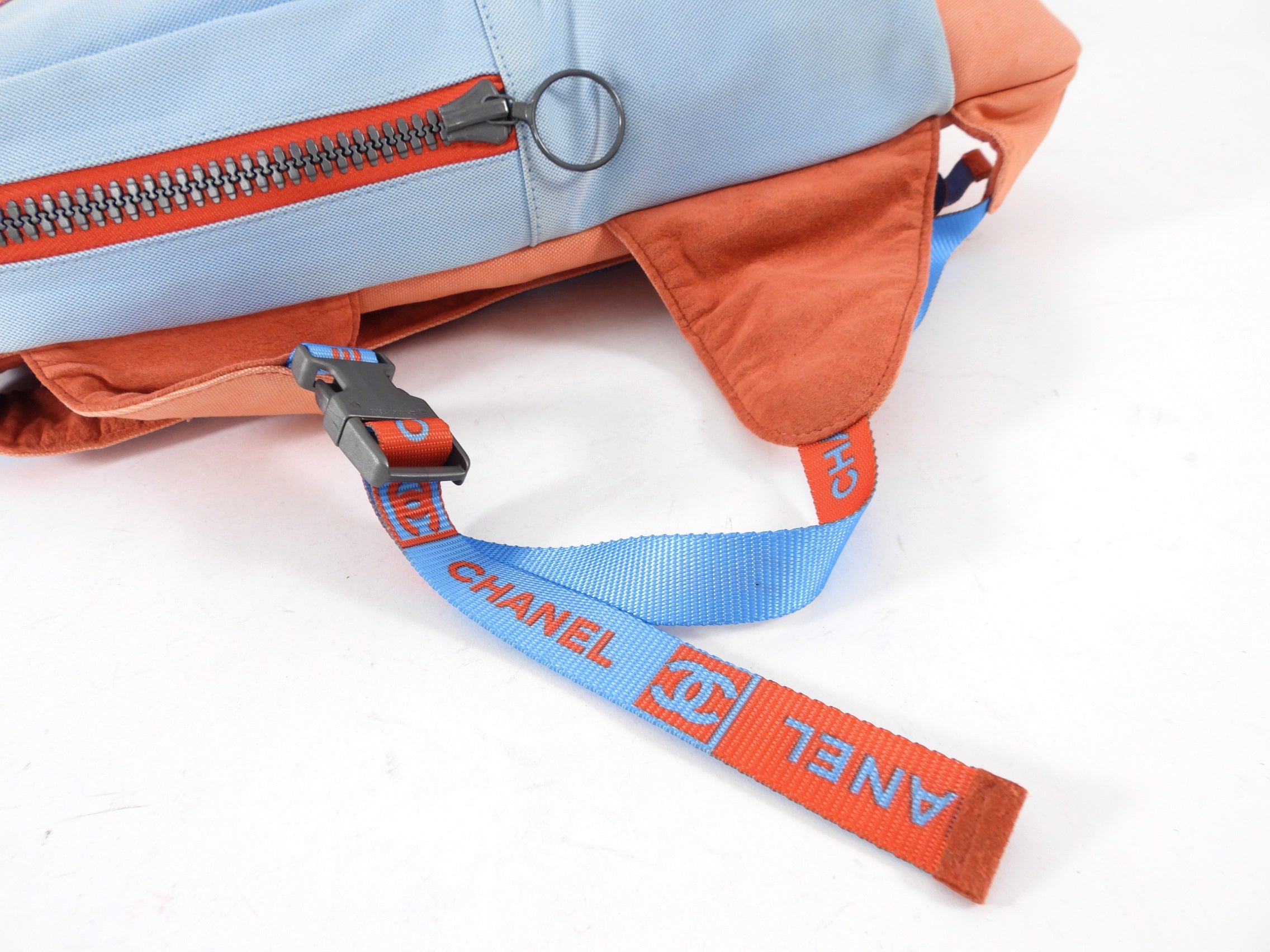 Chanel Sport Vintage 2002 Blue and Orange Canvas Backpack