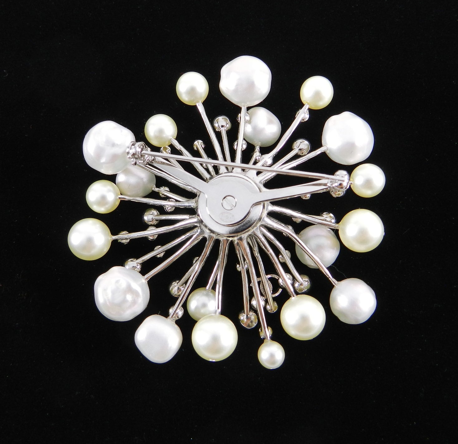 Chanel 17K Starburst Pearl CC Runway Brooch Pin