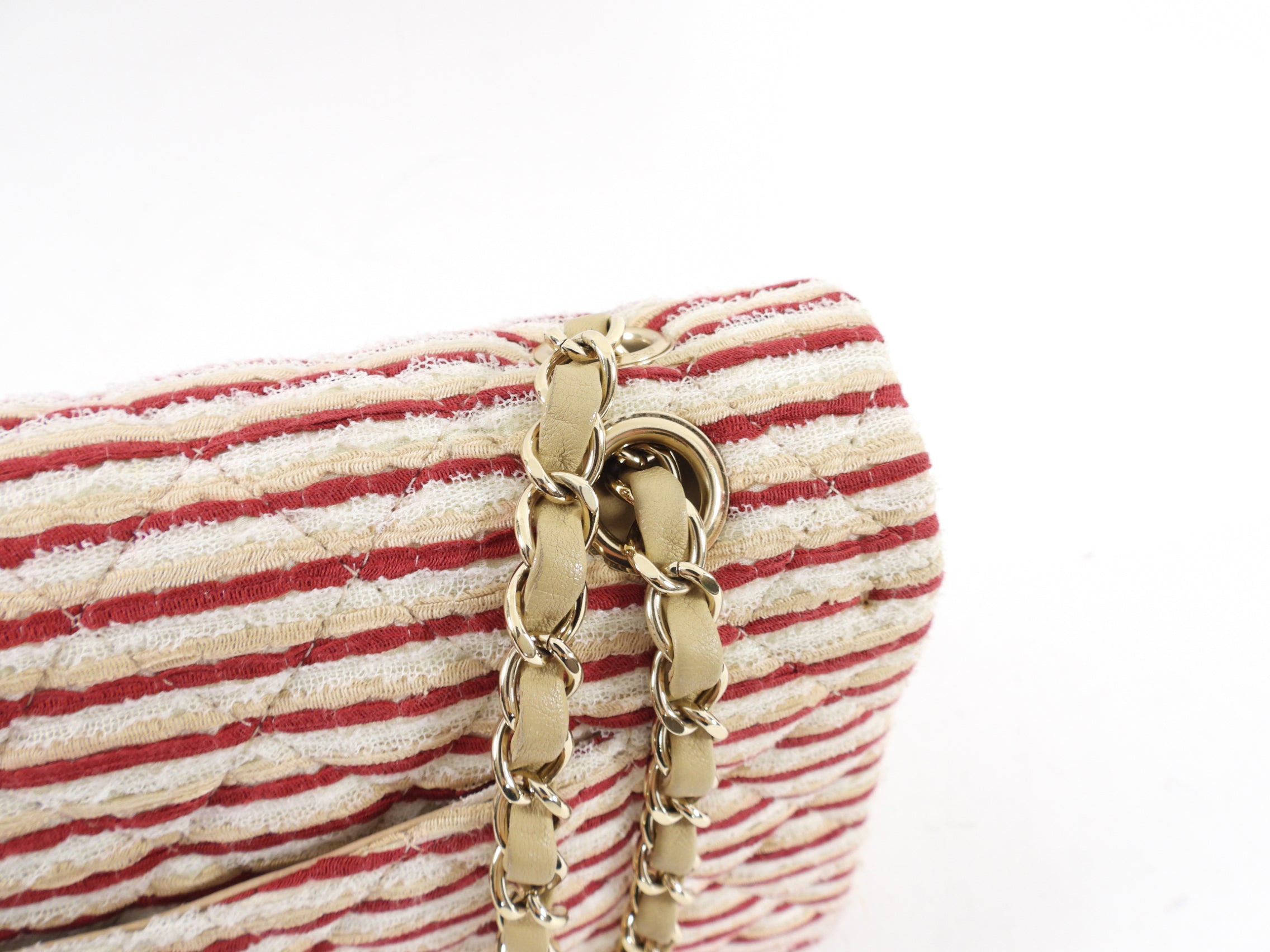 Chanel Fabric Stripe Coco Sailor Medium Classic Double Flap Bag