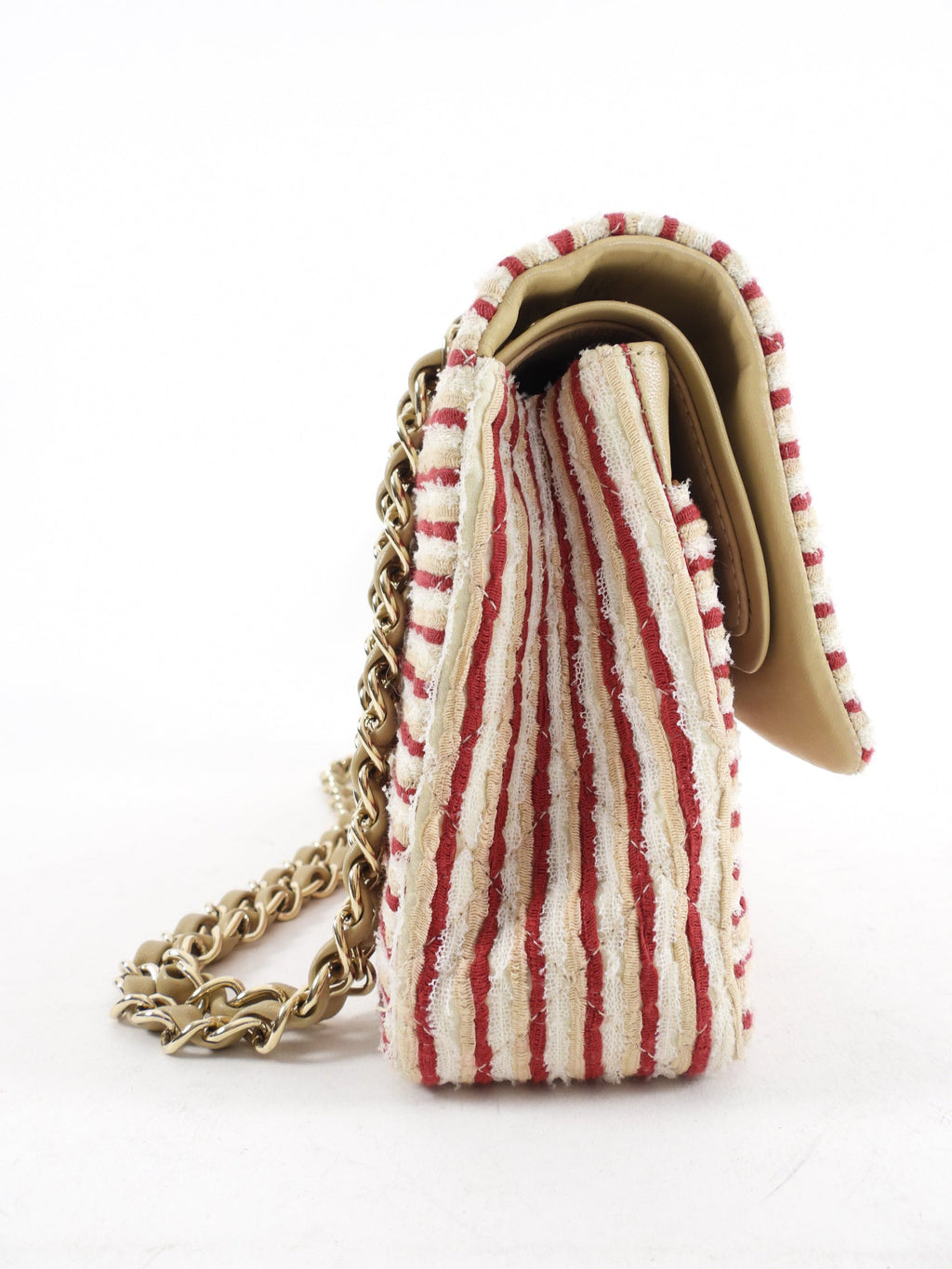 Chanel Fabric Stripe Coco Sailor Medium Classic Double Flap Bag