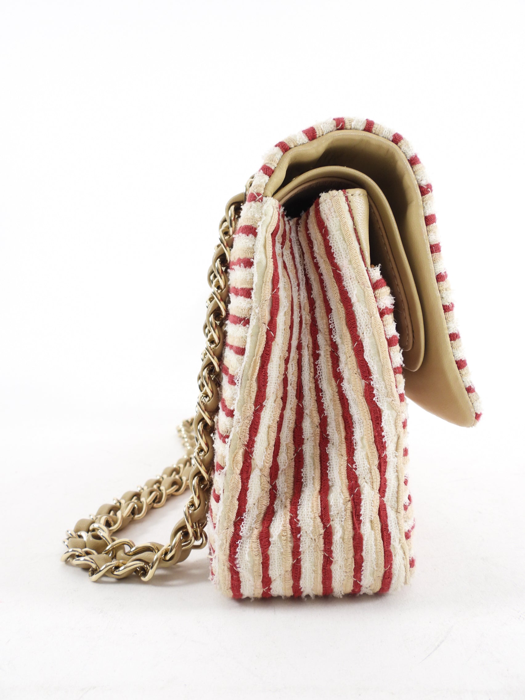 Chanel Fabric Stripe Coco Sailor Medium Classic Double Flap Bag