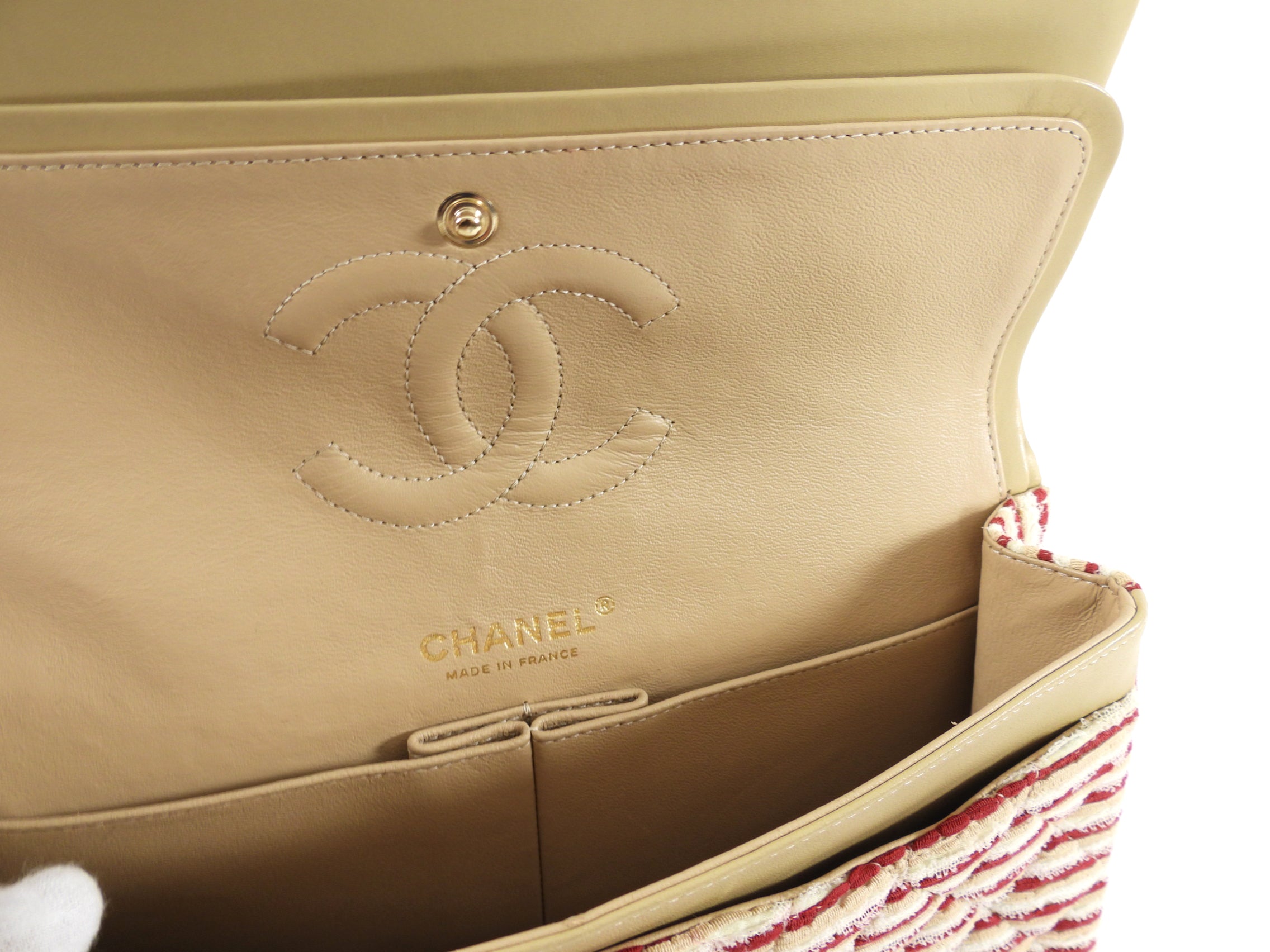 Chanel Fabric Stripe Coco Sailor Medium Classic Double Flap Bag